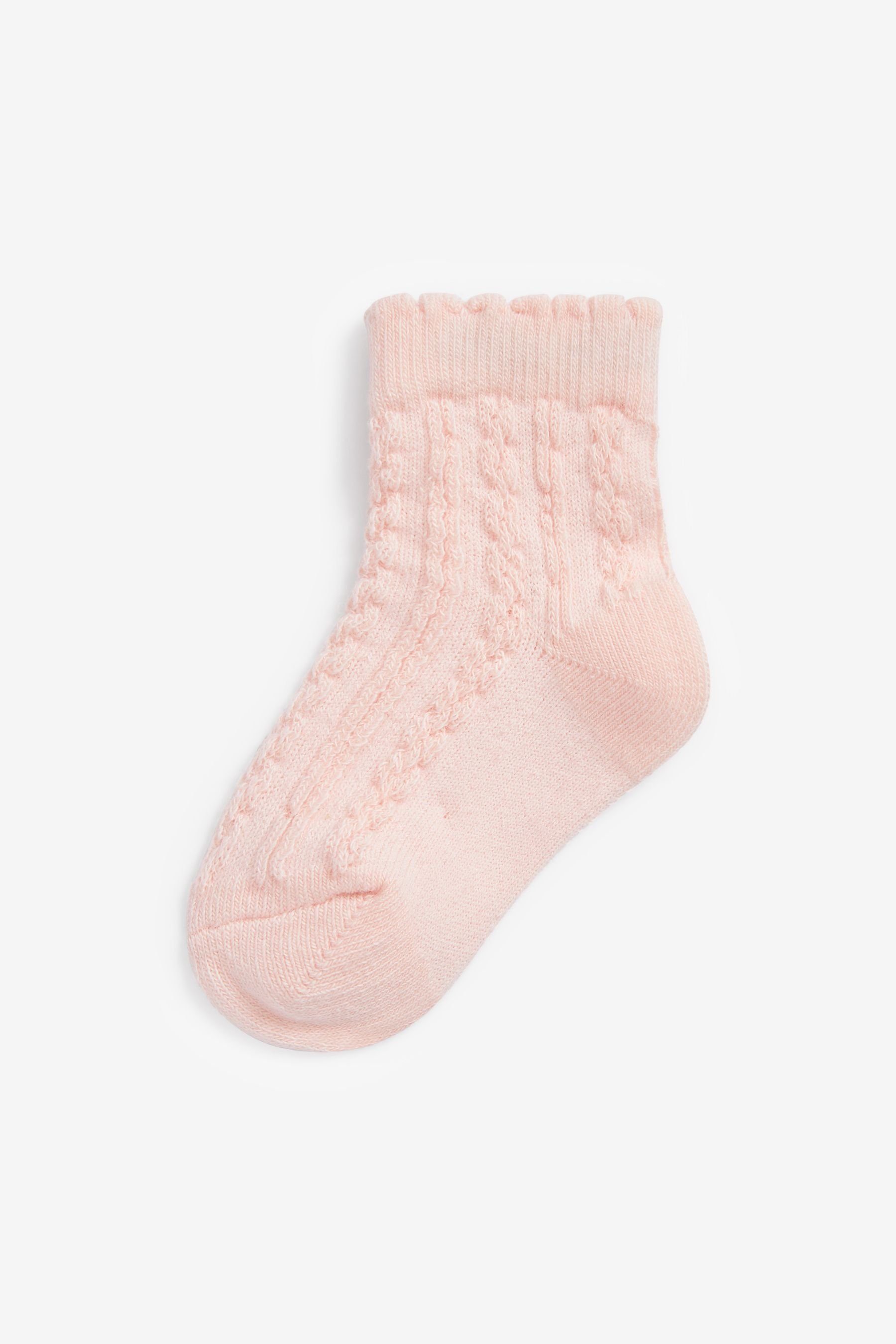 Next Kurzsocken (7-Paar) Cable Baby-Socken 7er-Pack im Pink/White Knit
