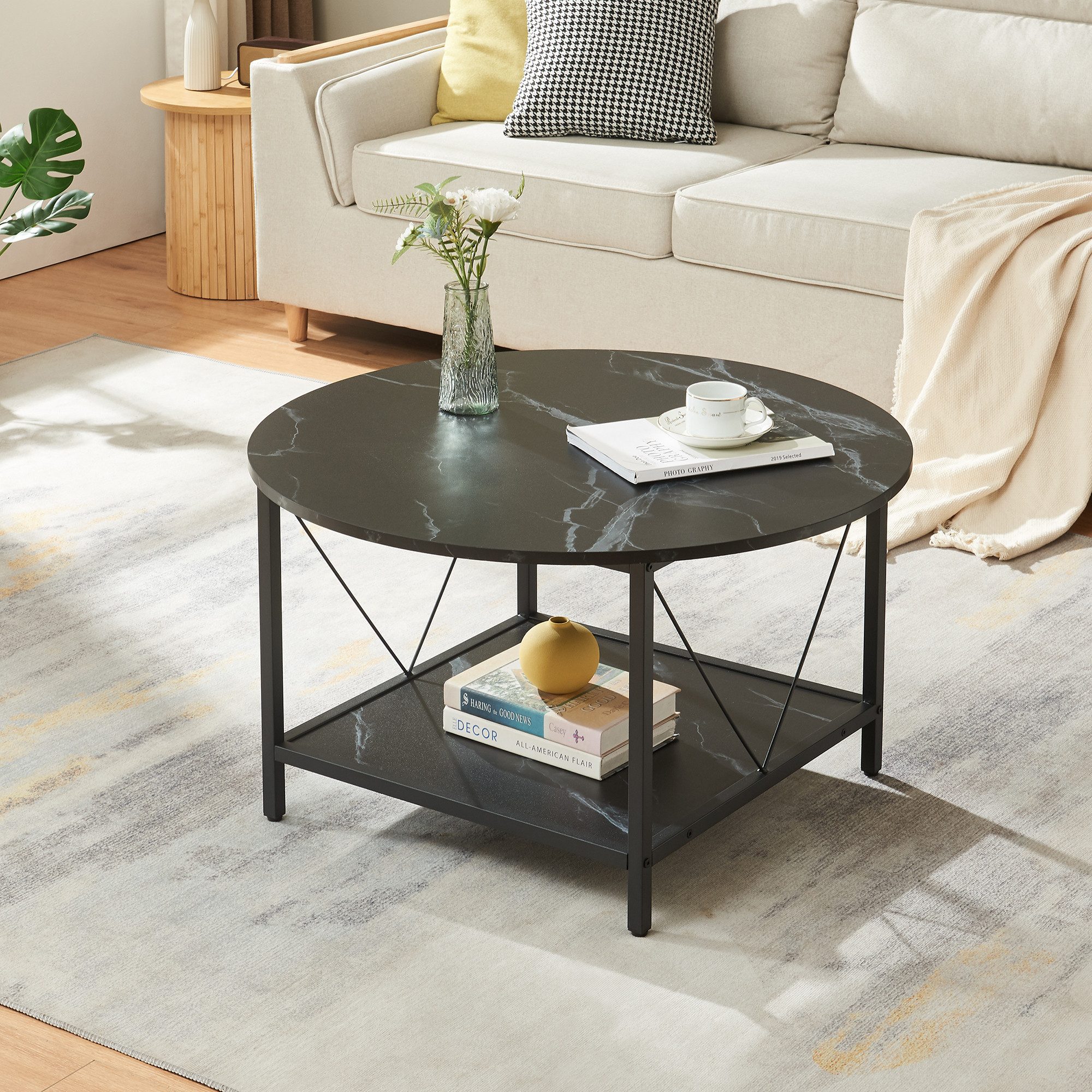 en.casa Couchtisch, »Filem« mit Ablage Ø80 günstig online kaufen