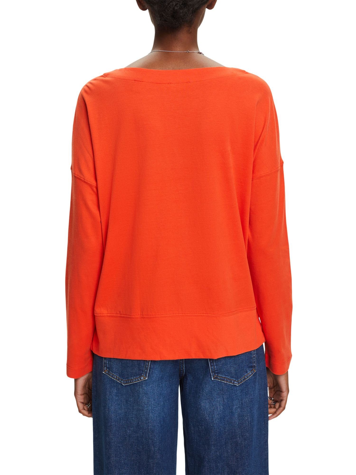 Esprit Langarmshirt ORANGE Baumwolle Longsleeve BRIGHT (1-tlg) aus