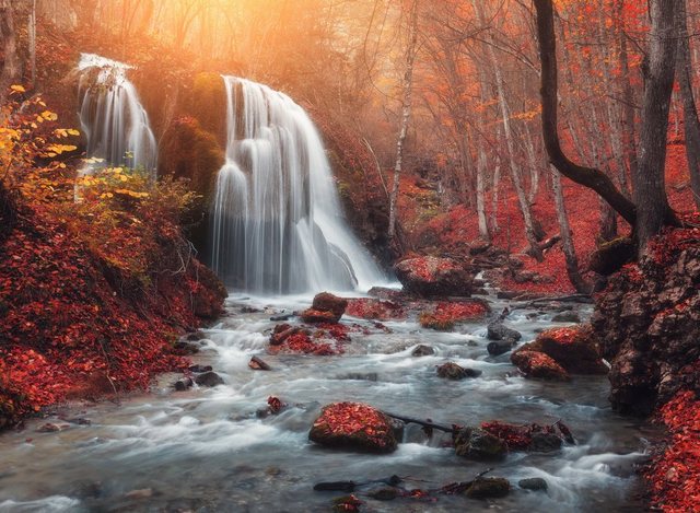 Papermoon Fototapete »Mountain Sunset Waterfall«, glatt-Otto