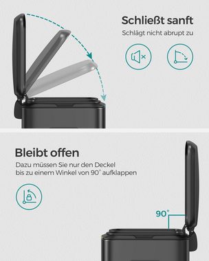 SONGMICS Mülleimer Abfalleimer, 2 x 20 L, Treteimer aus Metall