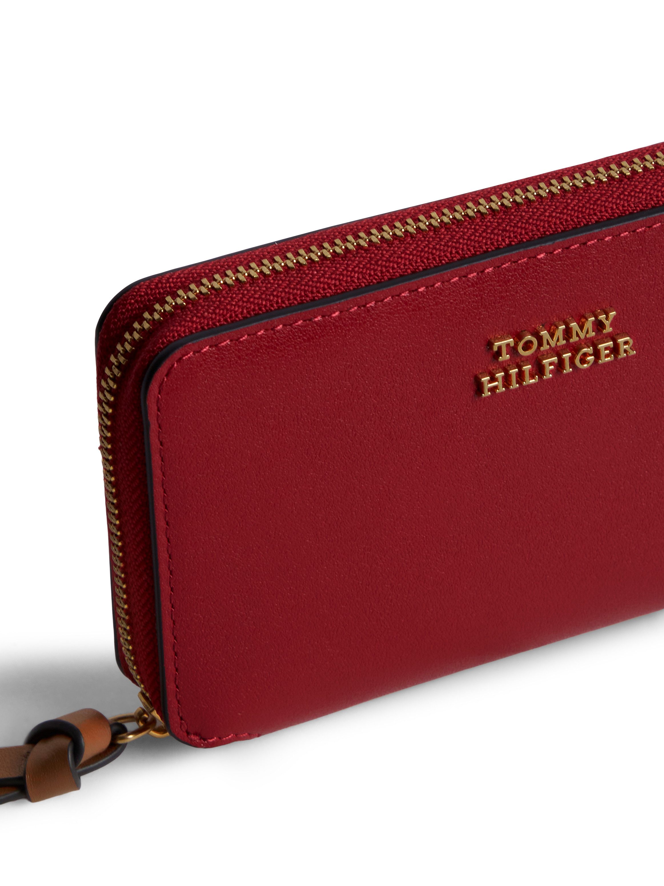 Tommy Hilfiger Geldbörse TH LEATHER MED ZA WALLET, Damen Geldbeutel, Portemonnaie mit goldfarbenem Logoschriftzug – Bild 4 von 4