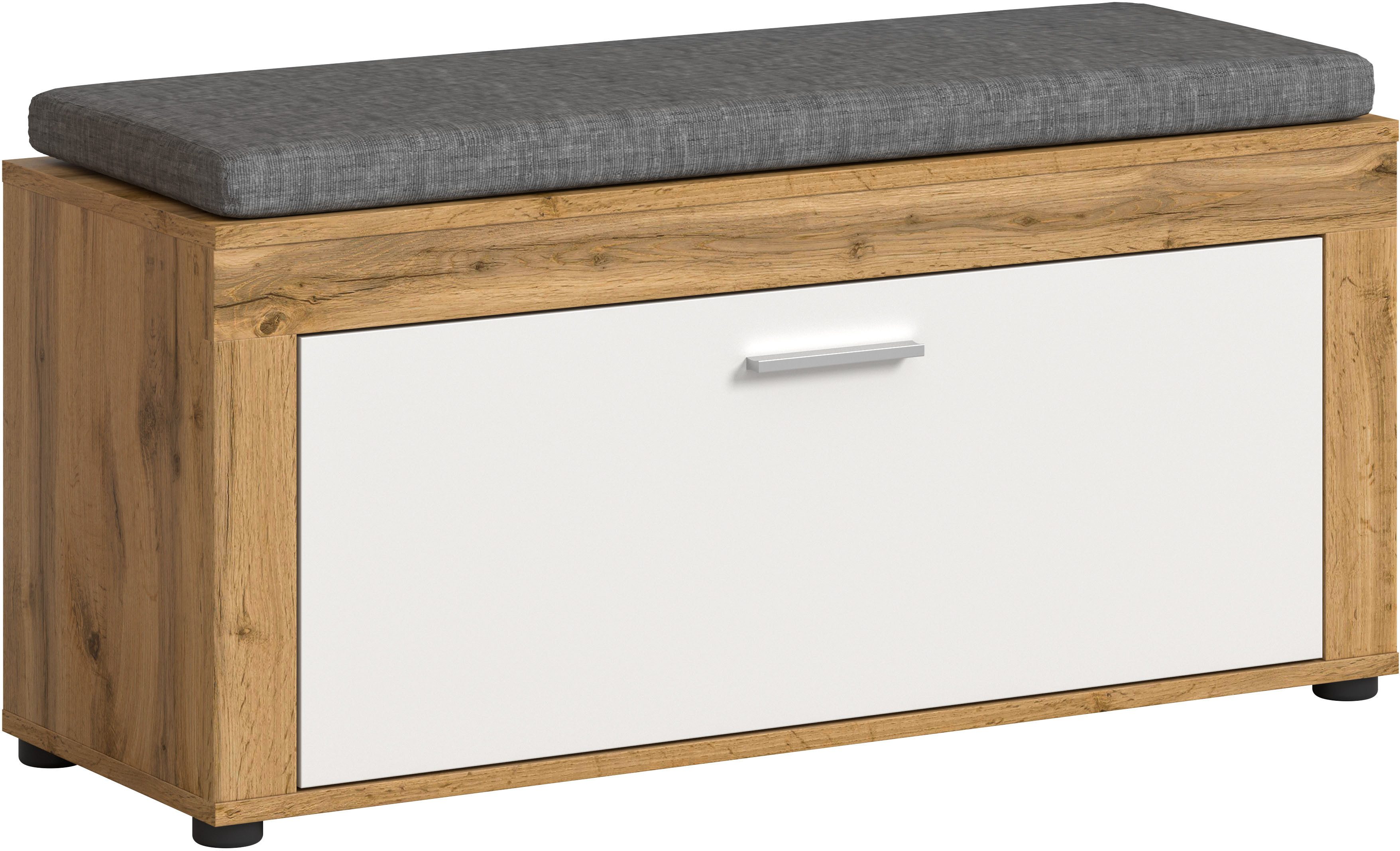 OTTO home Sitzbank AOSTA, Breite 100cm, inkl. Sitzkissen, 1 Klappe, 2 Fächer (2-St., in verschiedenen Farbausführungen erhältlich, individuell kombinierbar), Garderobenbank, Flurbank, Bank, Dielenbank, Schuhbank, Garderobe