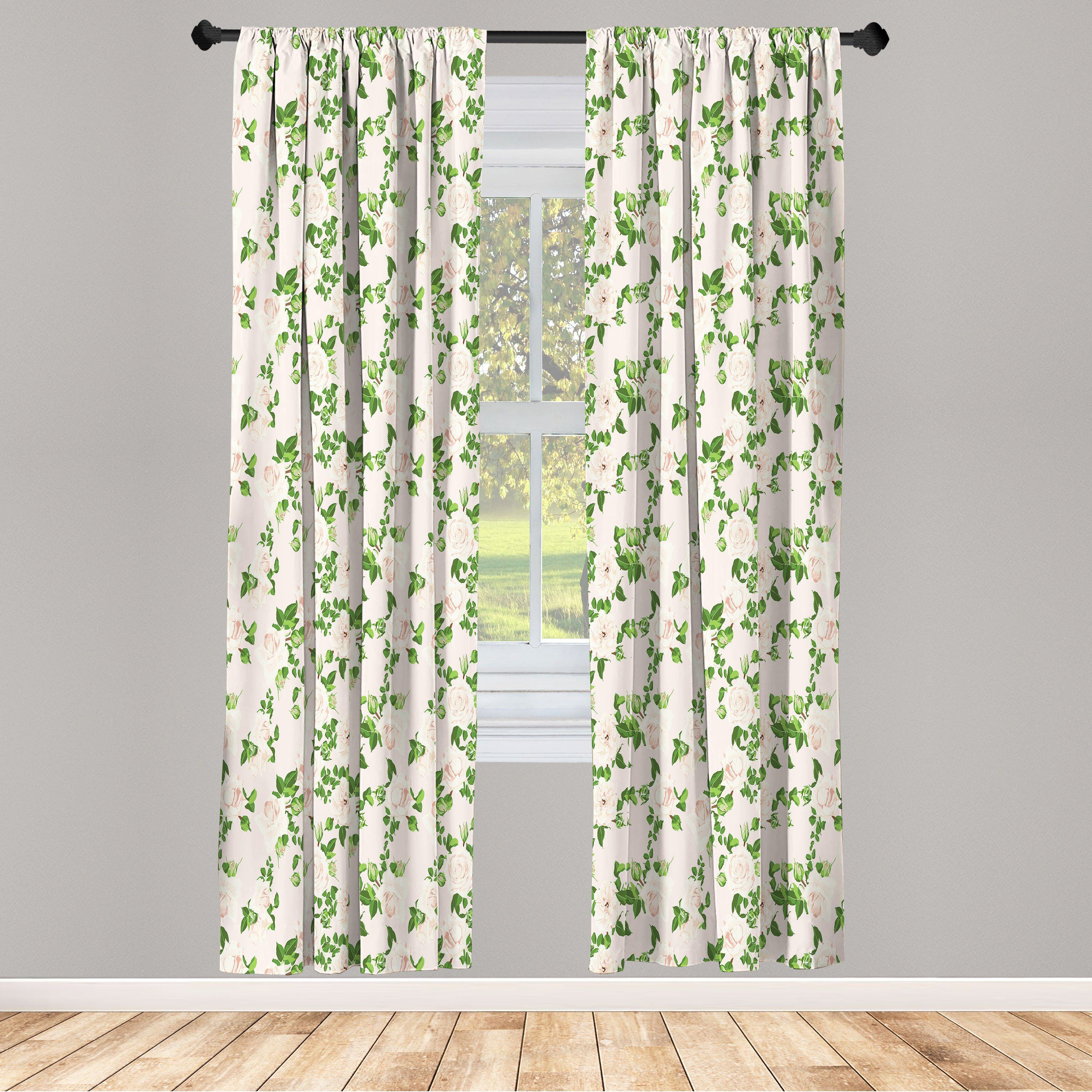 Gardine Vorhang für Wohnzimmer Schlafzimmer Dekor, Abakuhaus, Microfaser, Blumen Pastell Einfache Rose Blumen | 