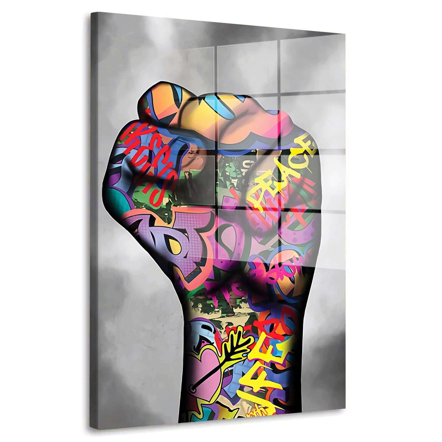 Acrylglasbild Hand Faust Pop Art Acrylglas Wandbild Bild Wanddeko Wohnzimmer XL