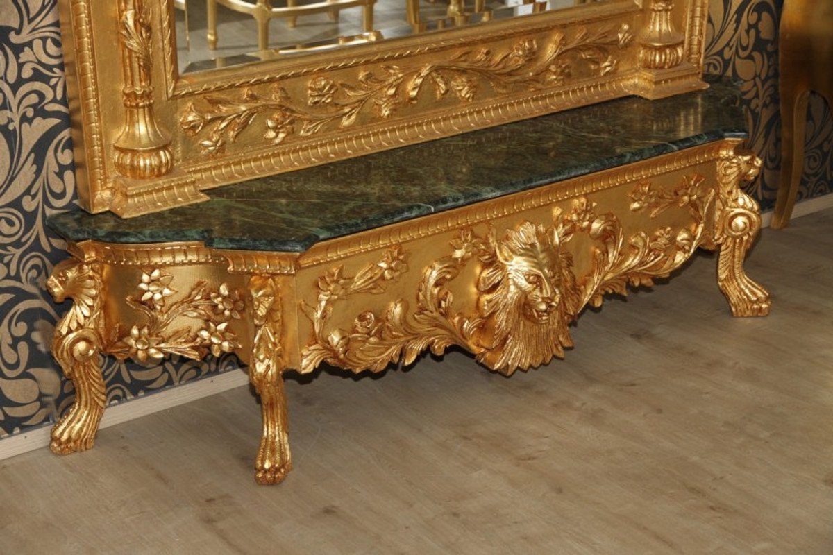 Löwenkopf - Möbel Casa Barockspiegel Lion mit Wohnzimmer Padrino Gold Luxus Luxus Spiegel Spiegelkonsole Barock Konsole