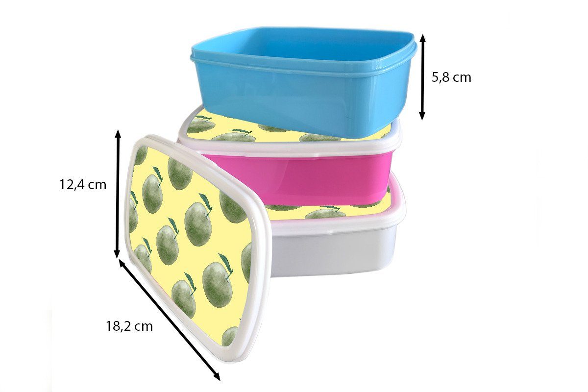 (2-tlg), Äpfel - Lunchbox Kinder und - Brotbox MuchoWow und Jungs Grün Mädchen Brotdose, Kunststoff, weiß für für Muster, Erwachsene,