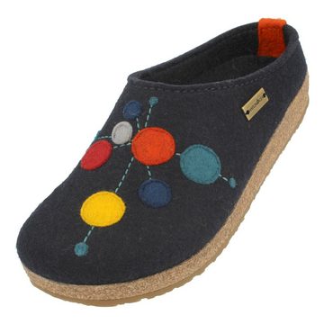 Haflinger Faible Filzclog aus reinem Wollfilz mit Applikation Punktdesign Unisex Hausschuh