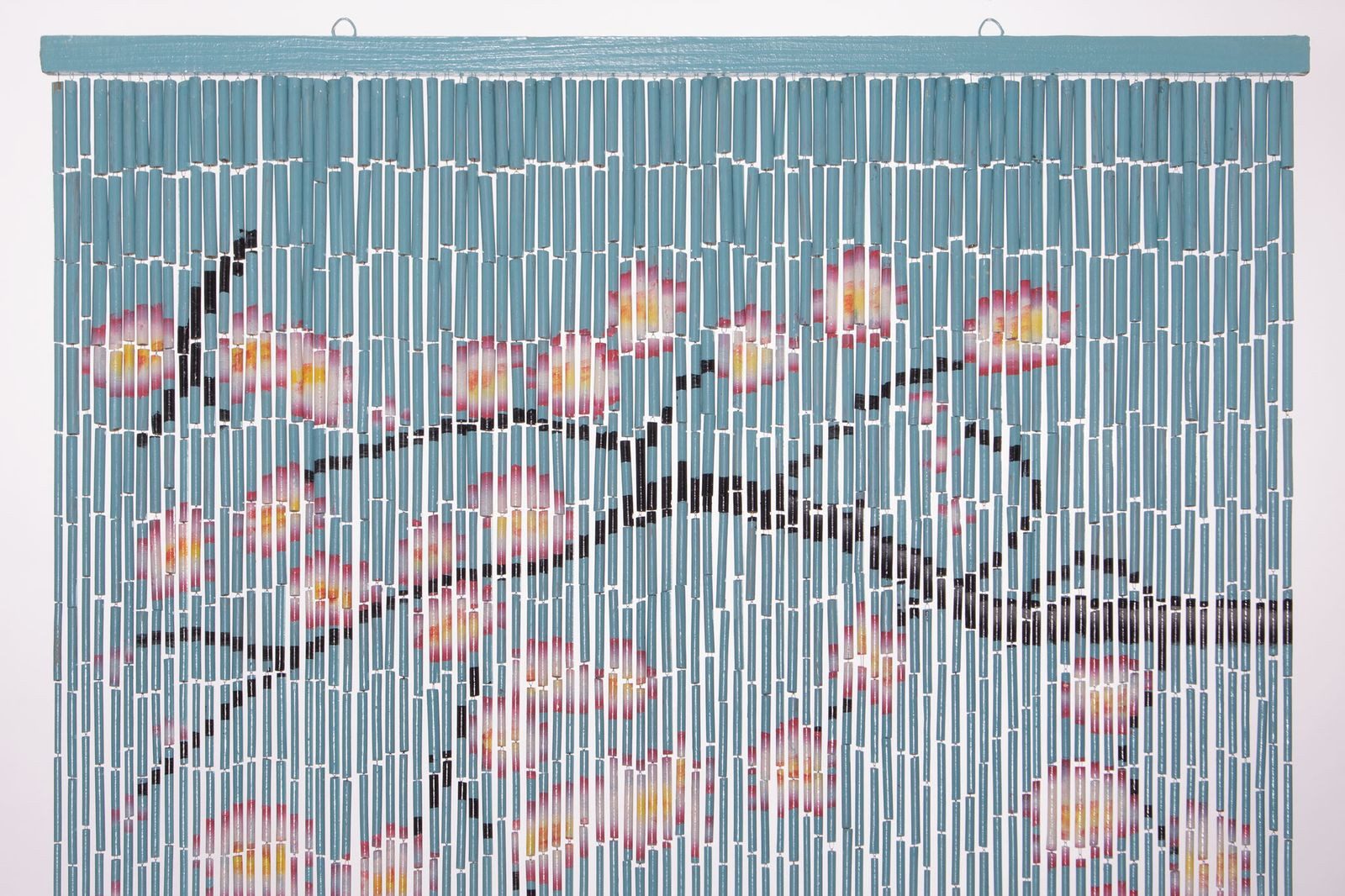 CONACORD Türvorhang Decona Blüten Dekovorhang bunt, Hakenaufhängung, halbtransparent, 90 x 200 cm, Bambus - blickdicht dank hoher Stranganzahl