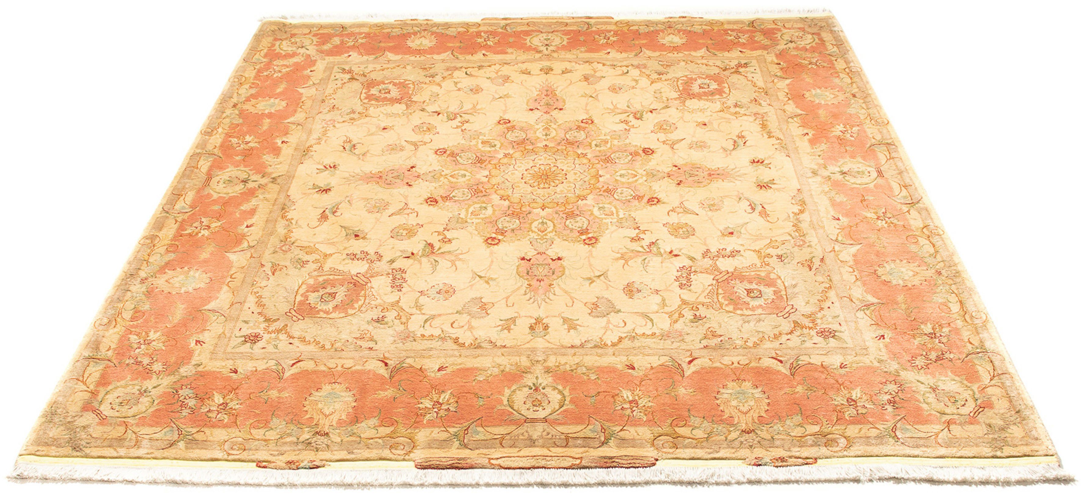Orientteppich Perser - Täbriz - Royal quadratisch - 203 x 200 cm - beige, morgenland, quadratisch, Höhe: 7 mm, Wohnzimmer, Handgeknüpft, Einzelstück mit Zertifikat