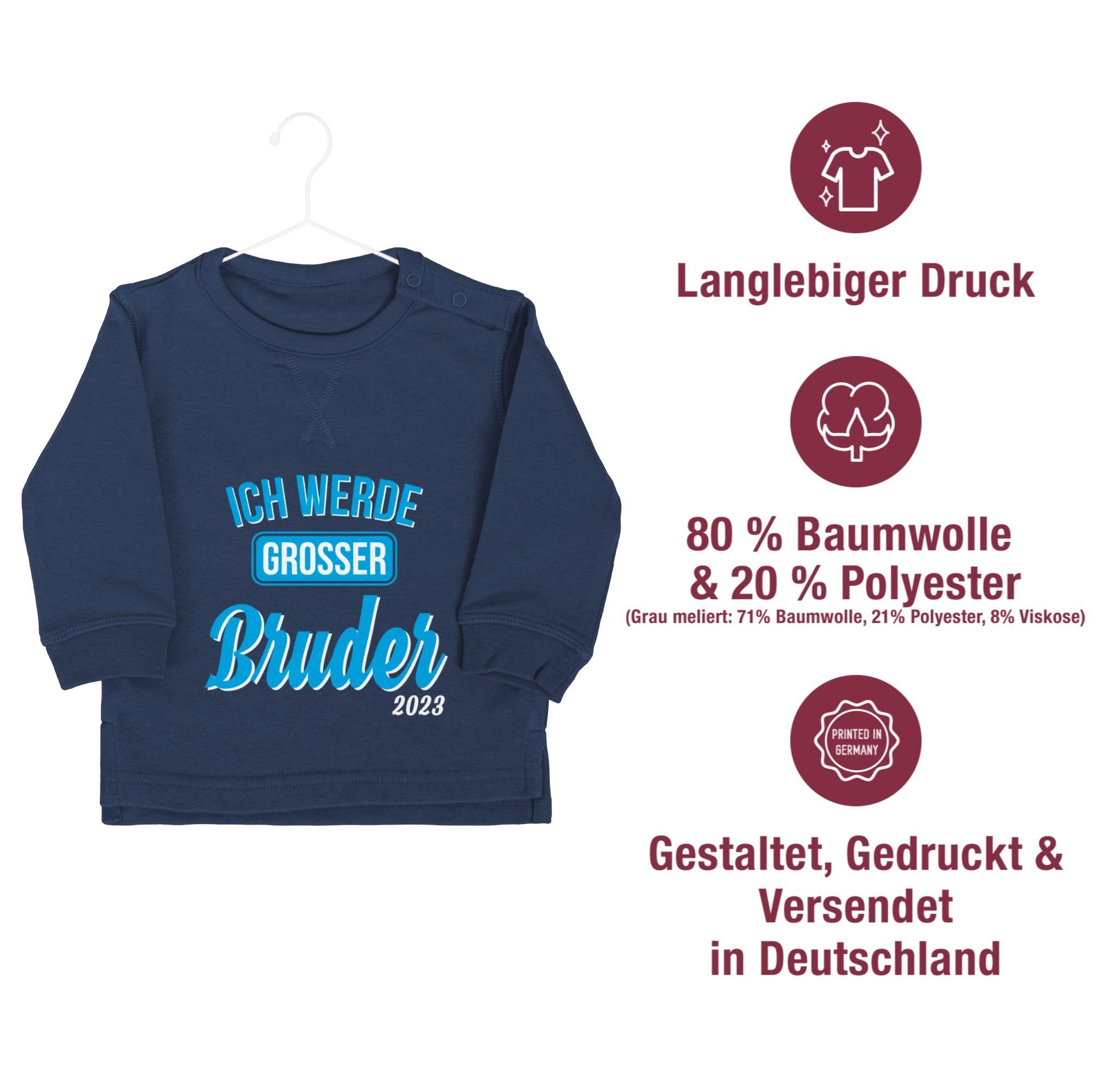 großer Ich 2023 Großer werde Bruder Bruder 1 Blau Shirtracer Navy Sweatshirt