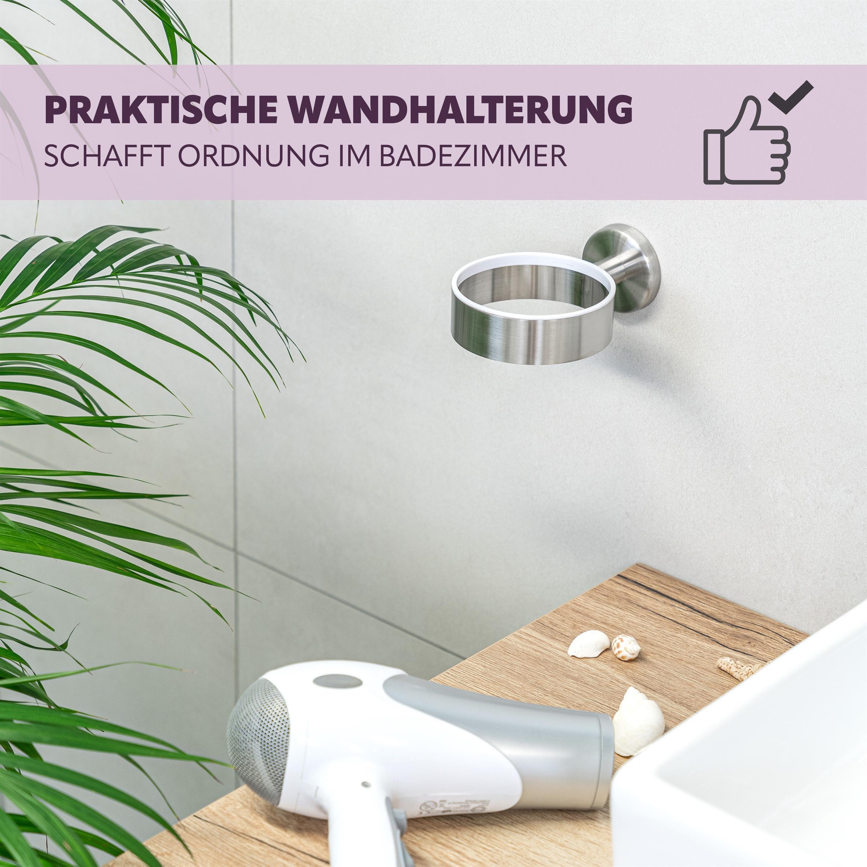 bremermann Haartrocknerhalter Bad-Serie PIAZZA - aus Edelstahl matt – Bild 3 von 5