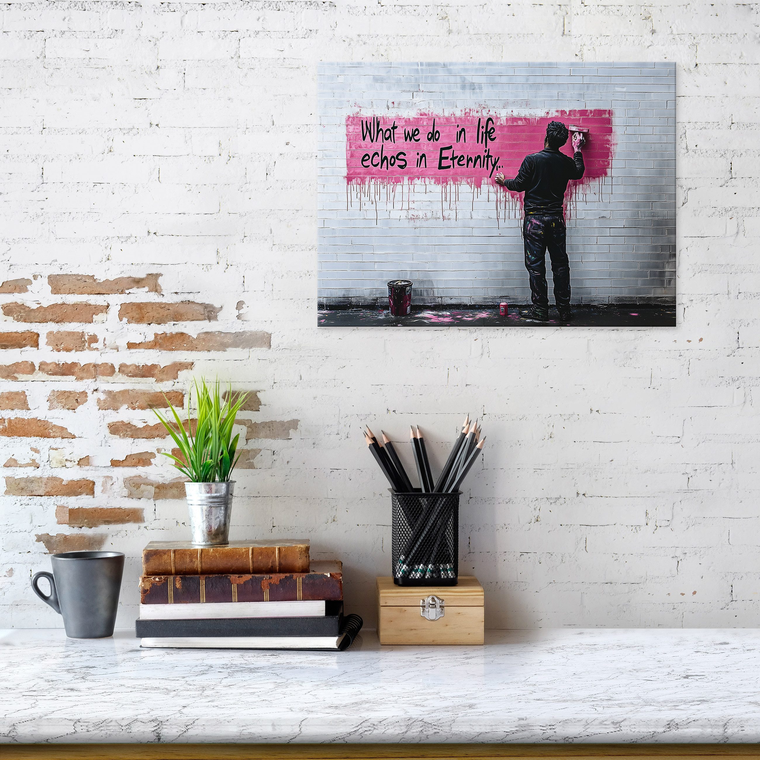 Wallarena Leinwandbild Abstrakt Grau Banksy Graffitti Modern Wandbilder Wan günstig online kaufen