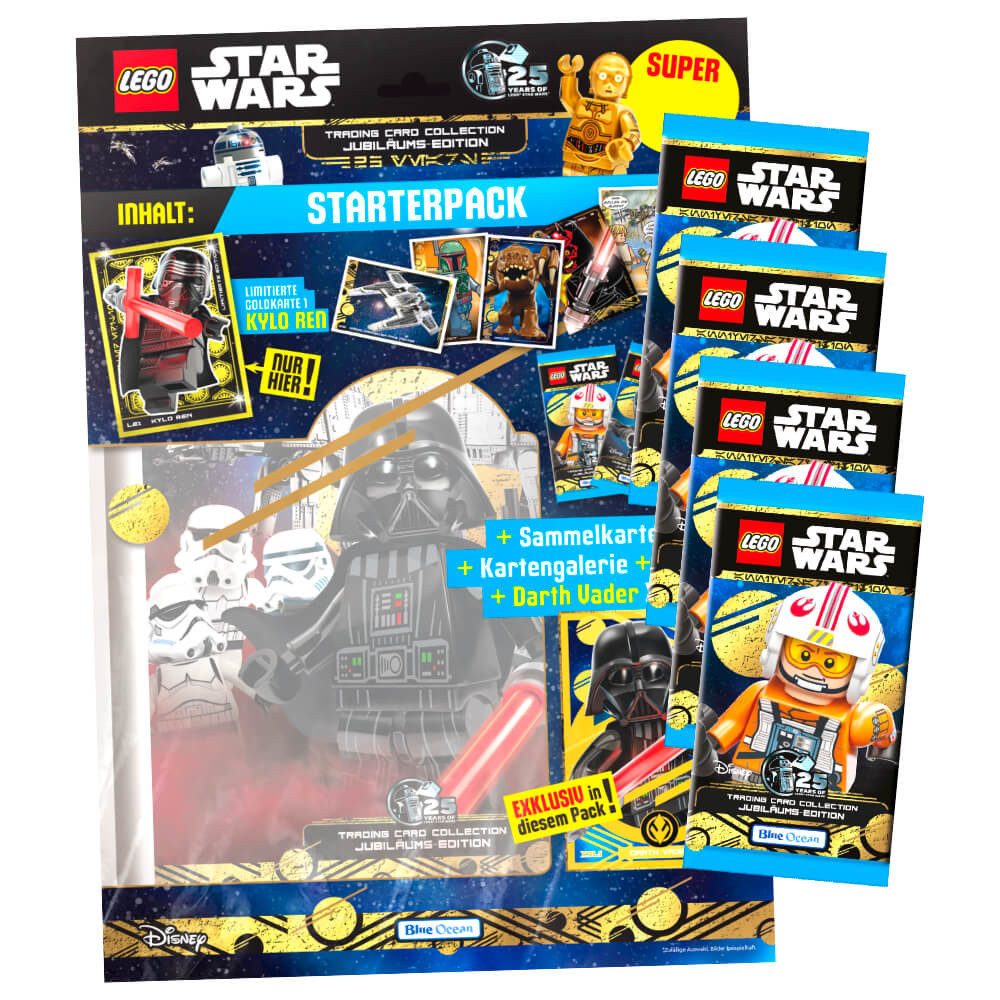 Blue Ocean Sammelkarte Lego Star Wars Karten Trading Cards Serie 5 - Jubiläum Sammelkarten, Lego Star Wars Sammelkarten - 1 Starter + 4 Booster
