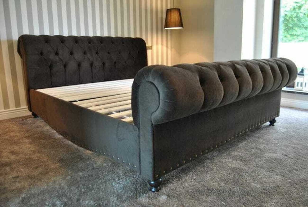 180x200cm Zimmer Bett JVmoebel Betten Schlaf Bett Luxus Design Hotel Chesterfield Schwarz