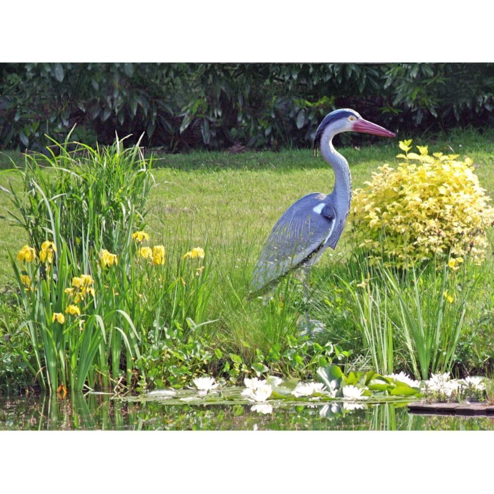 GartenHero Vogelattrappe Fischreiher Gartenfigur Teichdeko Gartenteich Schreck Reiherschreck Teichfigur