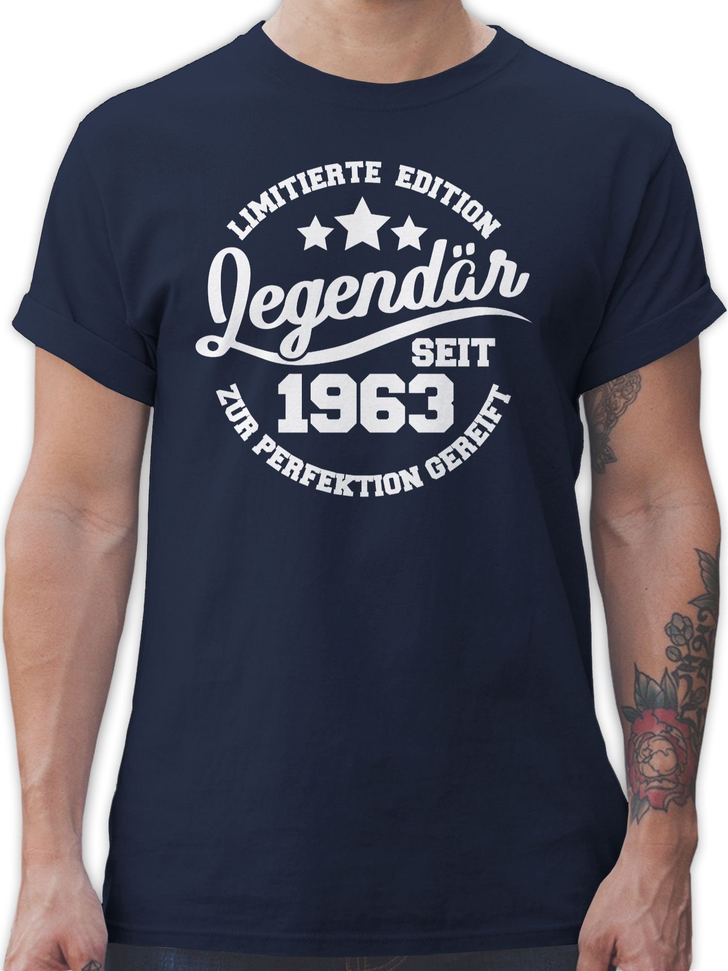Shirtracer T-Shirt Legendär seit 1963 - weiß 60. Geburtstag 1 Navy Blau