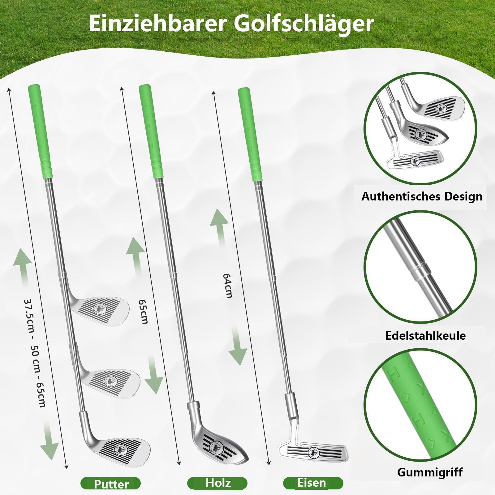 CLTYQ Minigolfschläger Minigolfschläger Kinder-Golfschlägerset (mit Puttingmatte), Gartenspiele für drinnen und draußen Geeignet für Kinder ab 3 Jahren