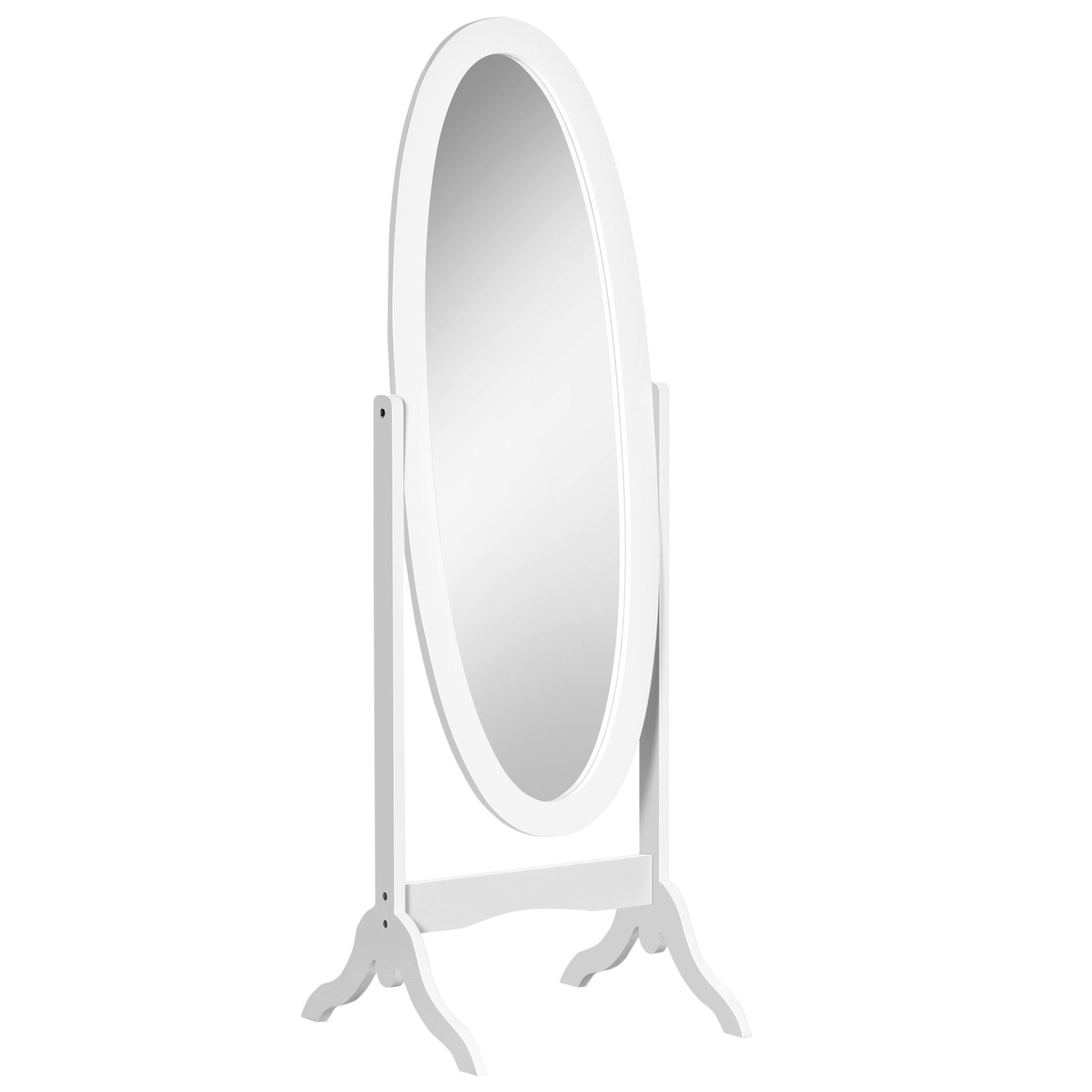 BAYMATE Standspiegel Ovaler Standspiegel im Shabby-Chic-Stil mit verstellbarer Neigung (Maße: 48 x 46 x 147 cm (L x B x H), weißes MDF)