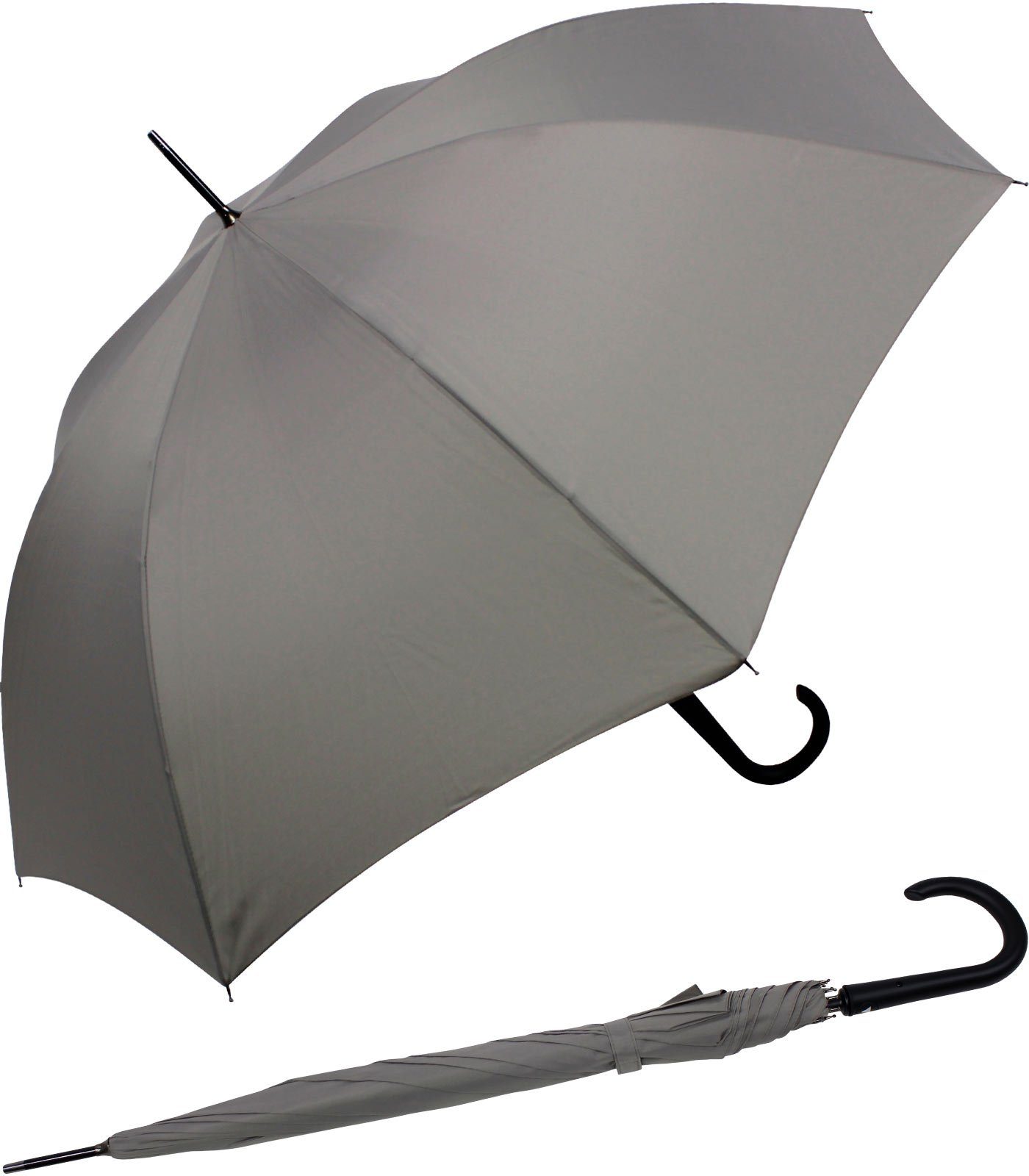 RS-Versand Langregenschirm großer stabiler Stahl-Fiberglas-Gestell, Auslöseknopf Regenschirm mit grau Auf-Automatik, integrierter