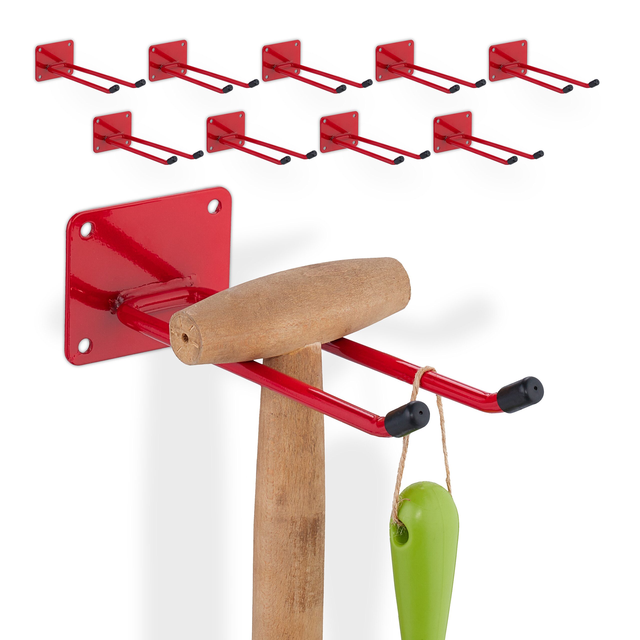 Gartengerätehalter 10x Roter Gerätehalter aus Stahl