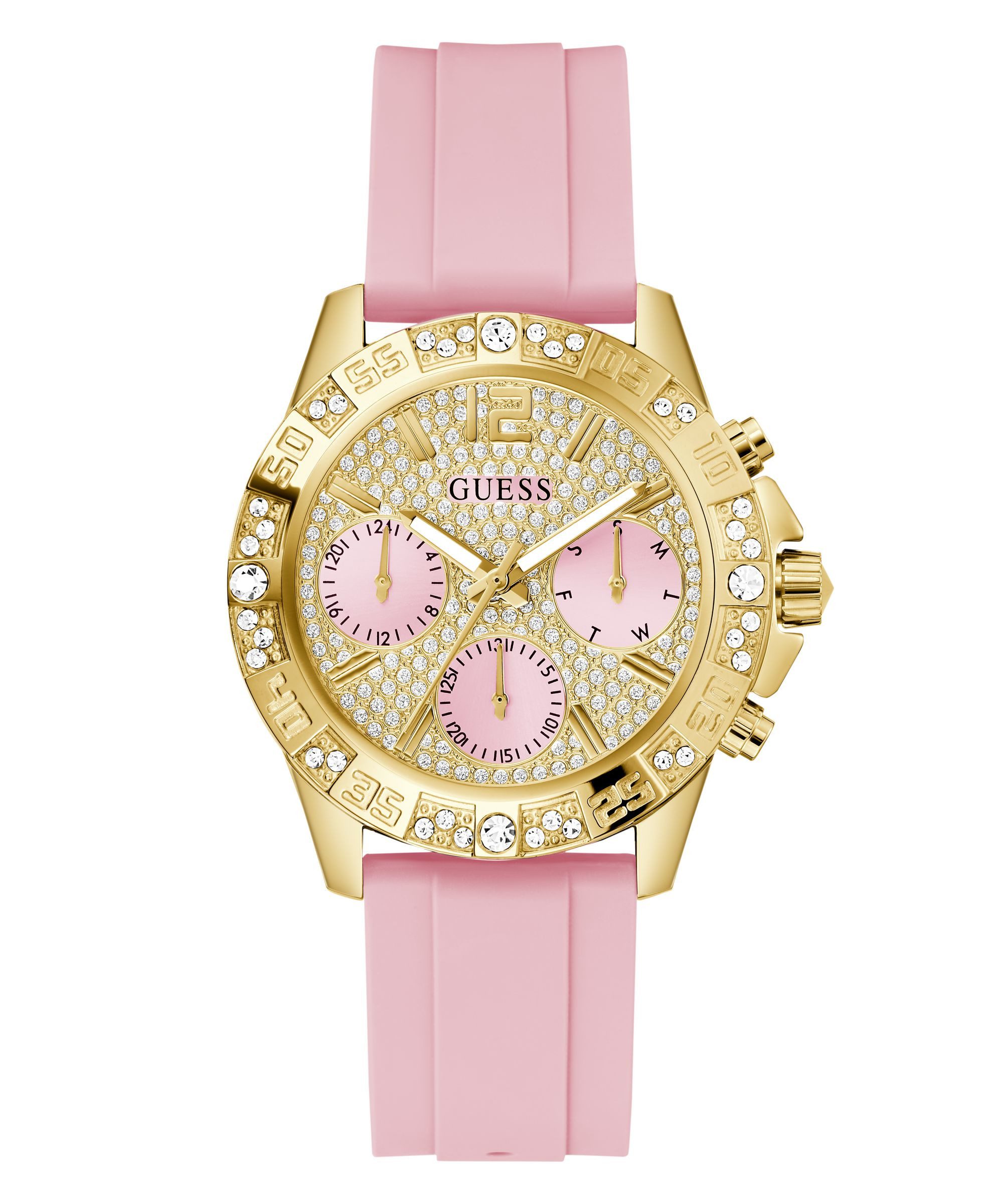 Guess Quarzuhr GUESS-MAJESTY GW0772L6, Armbanduhr, Damenuhr, Silikonarmband, analog, Wochentag, Tag