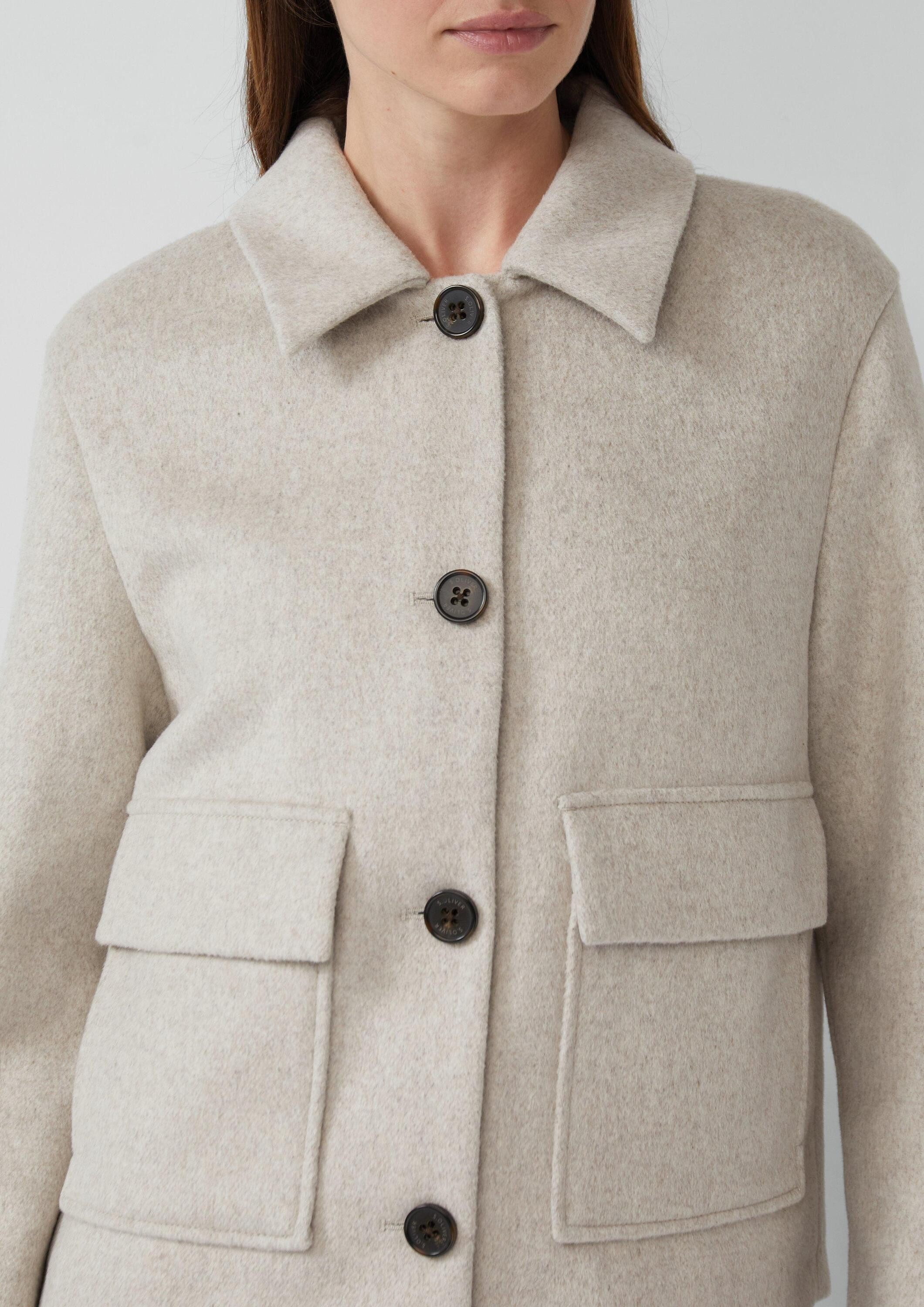 s.Oliver Funktionsjacke Outdoor-Jacke Jacke aus Wollmix im Relaxed Fit mit aufgesetzten Taschen