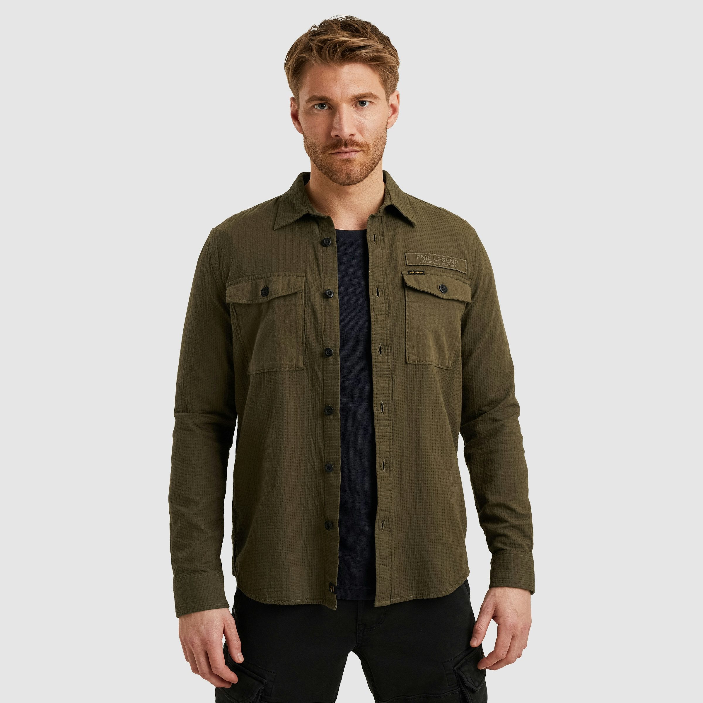 PME LEGEND Langarmhemd mit Logo Stickerei günstig online kaufen