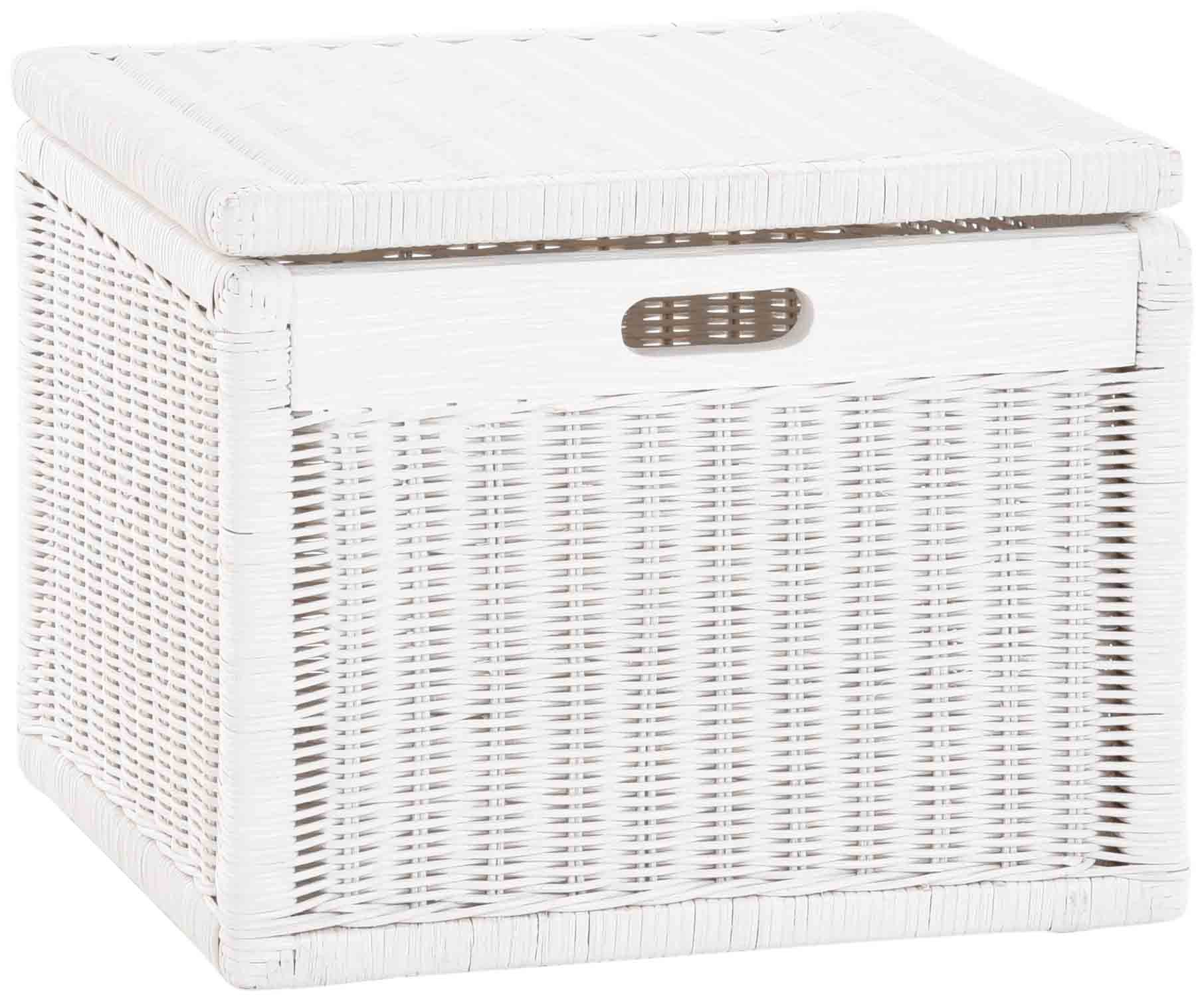 Krines Home Wäschekorb Korb mit Deckel Rattan geflochten Regalkorb, Schrankkorb Aufbewahrung, Kubus Klein