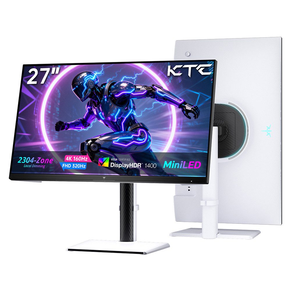 KTC M27P6S Mini-LED Gaming Monitor, Dual-Modus 4K 160Hz / FHD 320Hz Gaming-Monitor (68,58 cm/27 ", 3840x2160 px, 1 ms Reaktionszeit, VESA DisplayHDR 1400, Fast IPS, 65W USB-C KVM Switch, Höhenverstellbar)