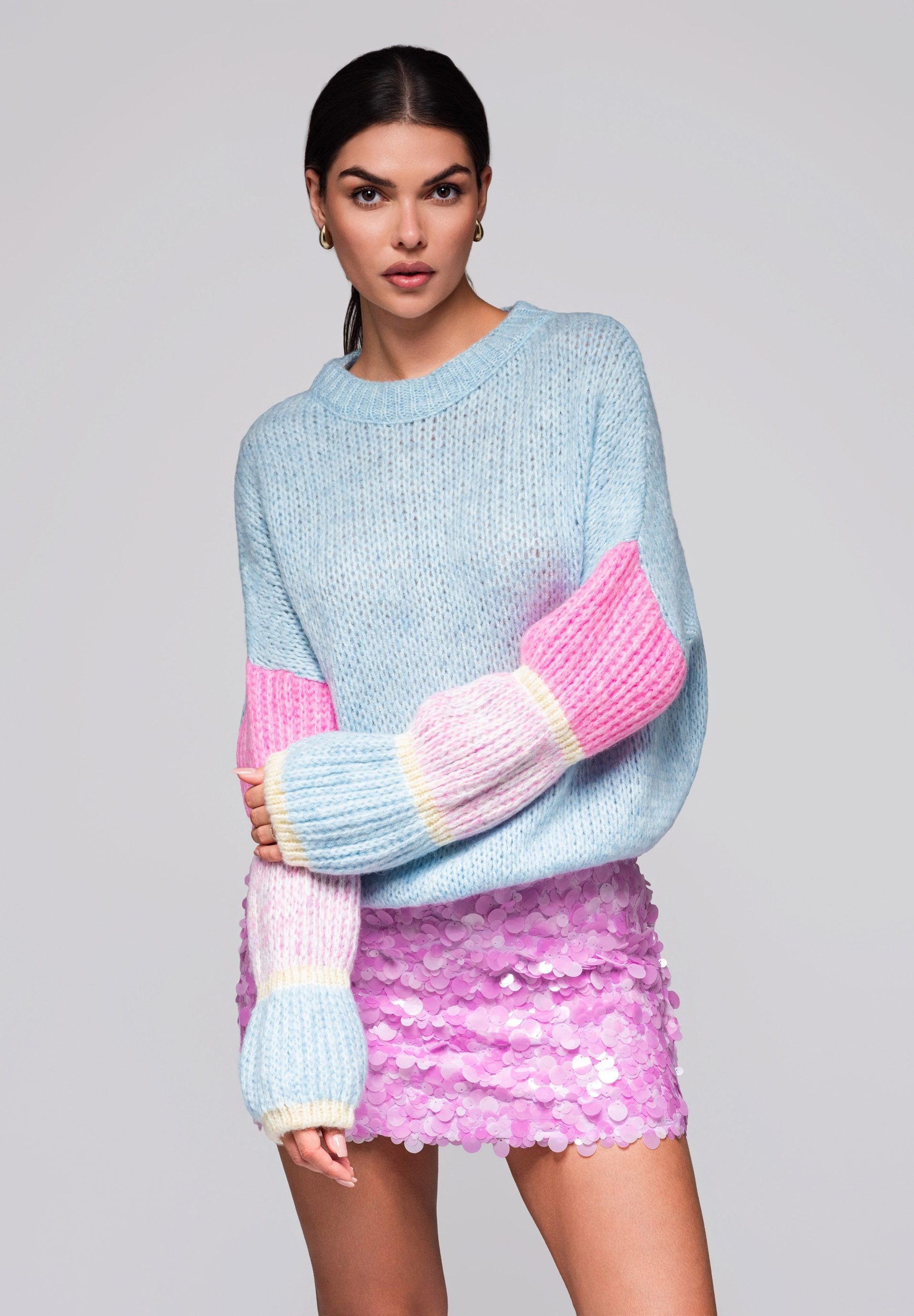 OMBRE Rundhalspullover Pullover mit Farbverlauf