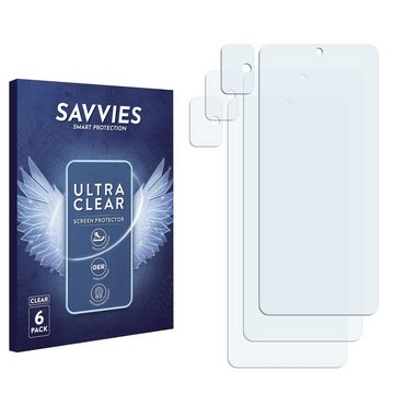 Savvies Schutzfolie für Samsung Galaxy A51 (Display+Kamera), Displayschutzfolie, 6 Stück, Folie klar