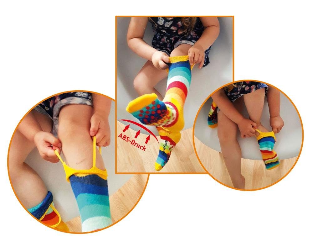 Wowerat ABS-Socken Thermo ABS Henkel Socken Socken Kinder Mädchen Junge Vollfrottee (2 Paar) mit Henkel als Anziehhilfe | Stoppersocken