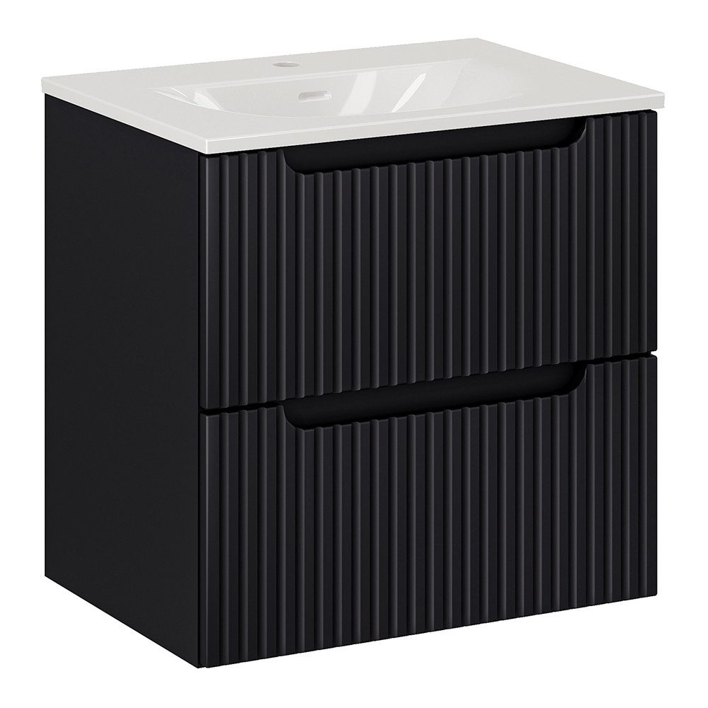 Lomadox Waschtisch NEWPORT-56-BLACK, 60cm breit mit Keramik-Waschbecken, sc günstig online kaufen