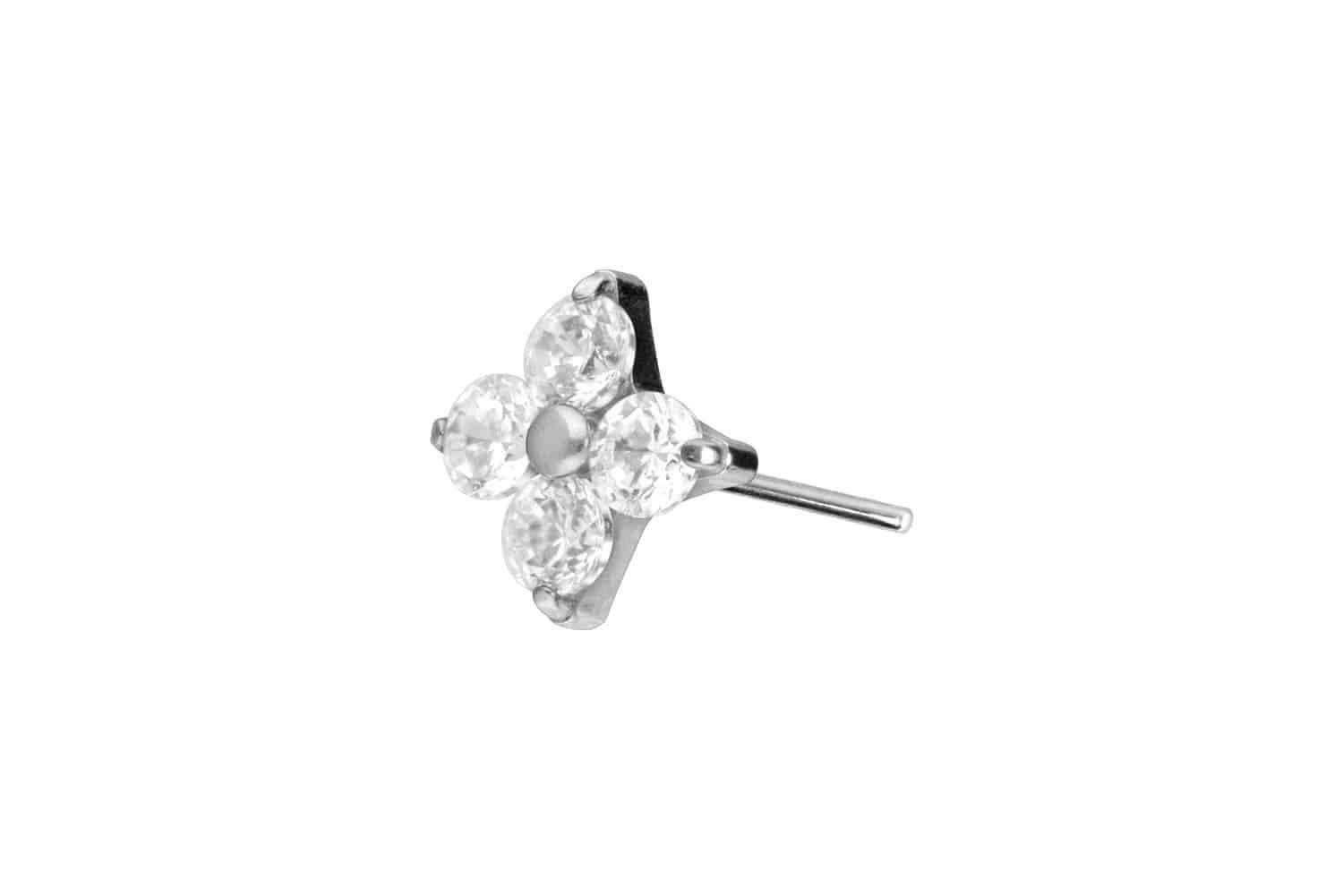 PIERCINGLINE Piercing-Set Titan Aufsatz mit Push Pin KRISTALLBLUME (Push Pins, 1-tlg)