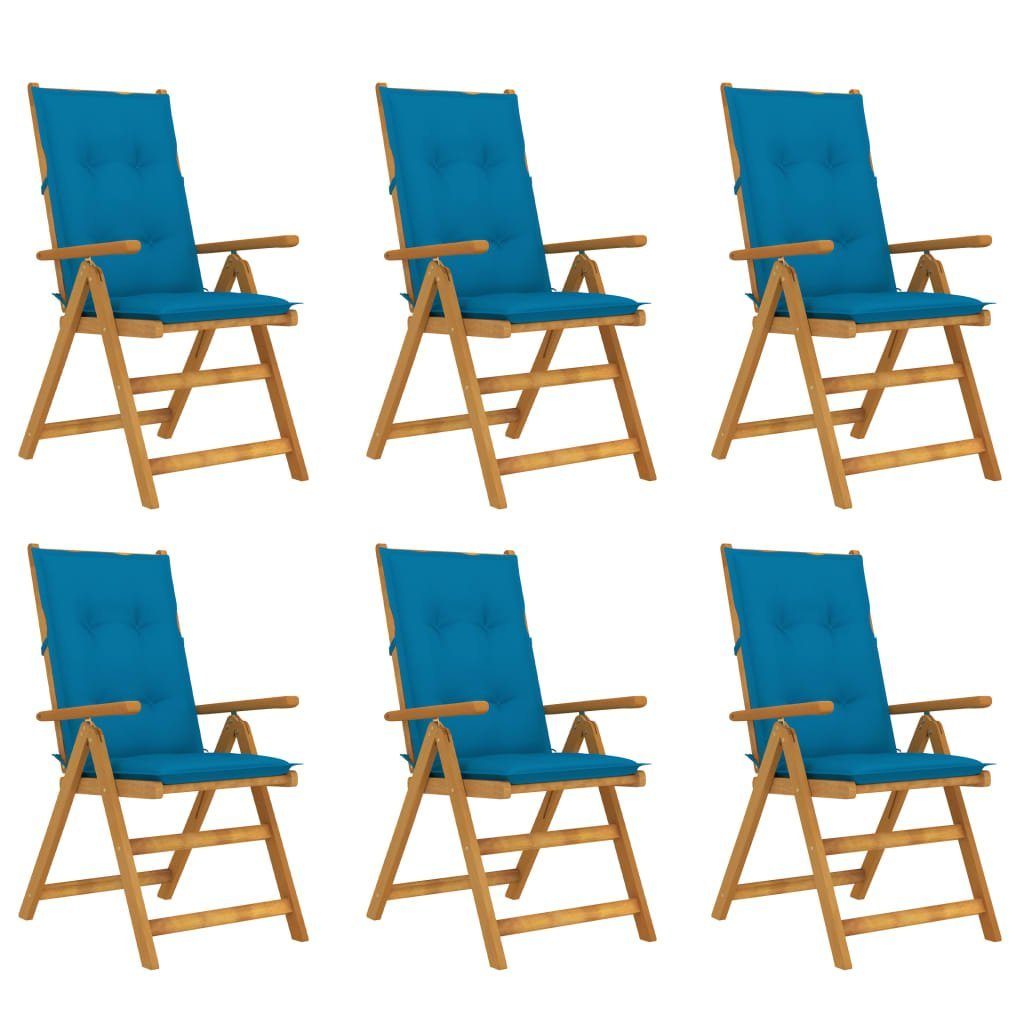 Gartenstühle mit 6 Akazie Massivholz Klappbare Gartenstuhl furnicato Stk. Auflagen