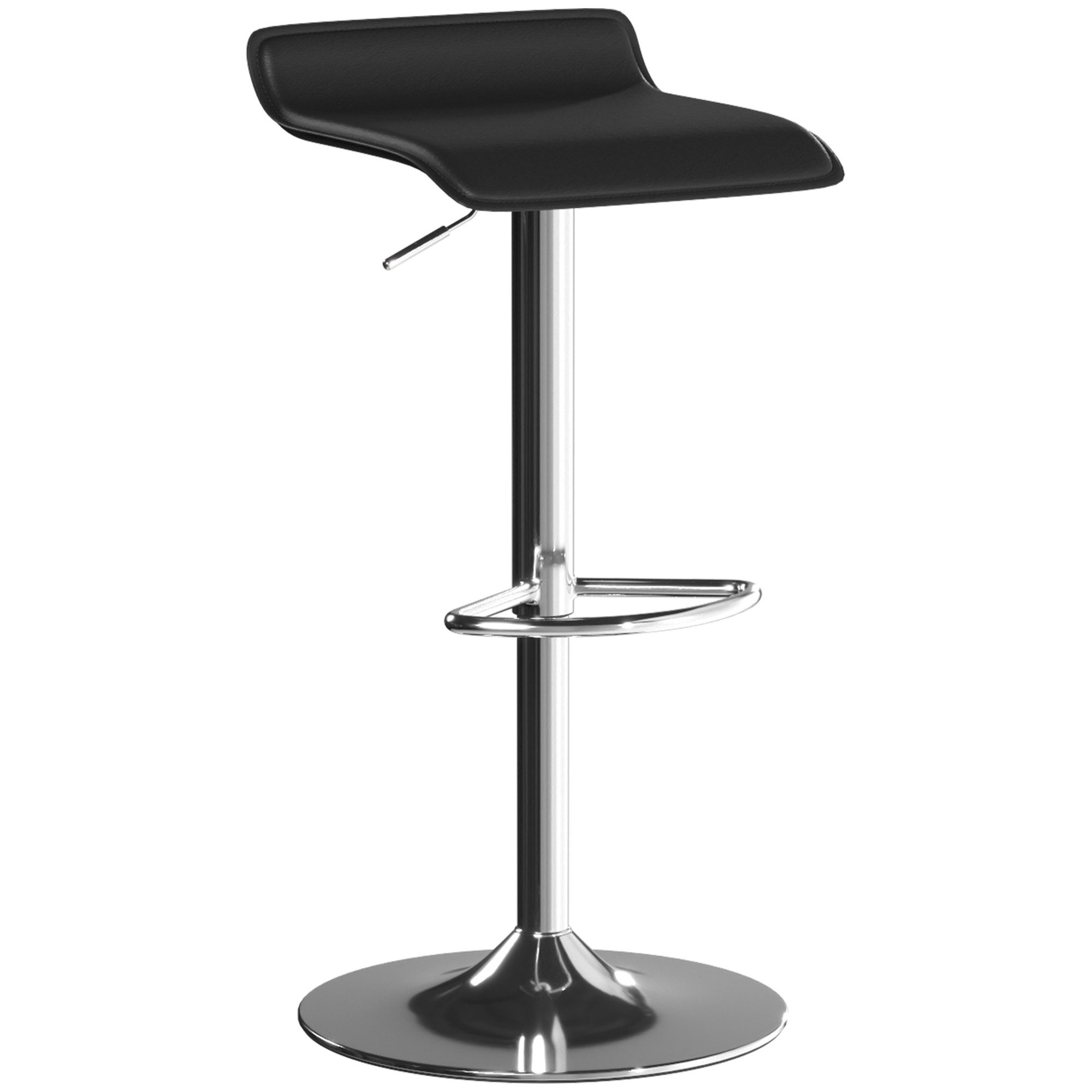 HOMCOM Barhocker Drehbar Barstuhl mit Silber-Stahlgestell, Küchenstuhl mit Fußstütze (Set, 1 St., 1 Stück), höhenverstellbar, 360° drehbar – Bild 2 von 5