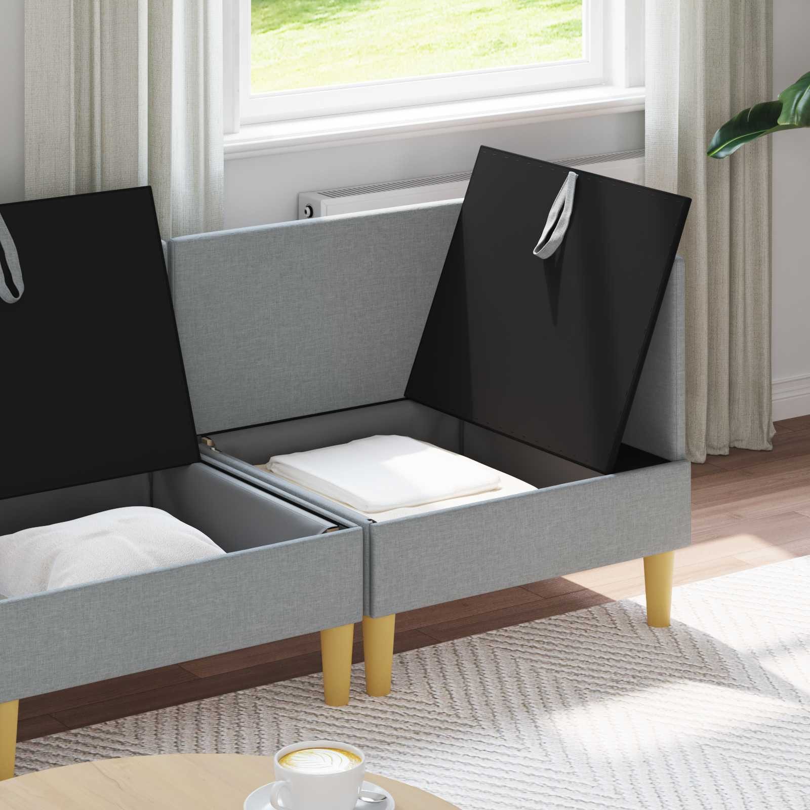 vidaXL Sitzgruppe Modular Sofa Set mit Stauraum 4 Stk. Hellgrau Stoff, (4-tlg)