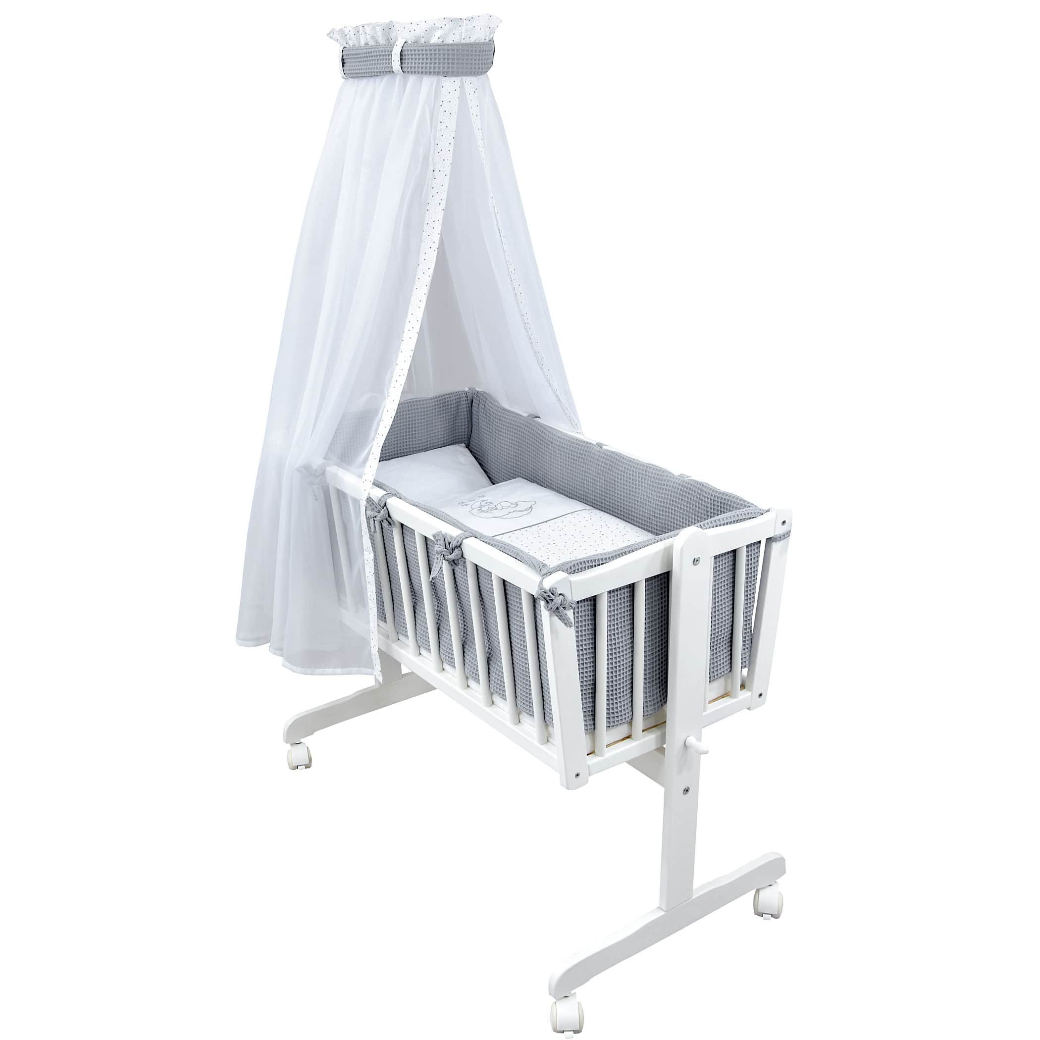 Baby-Delux Stubenbett Babywiege Komplettset, Schaukelwiege Weiß günstig online kaufen