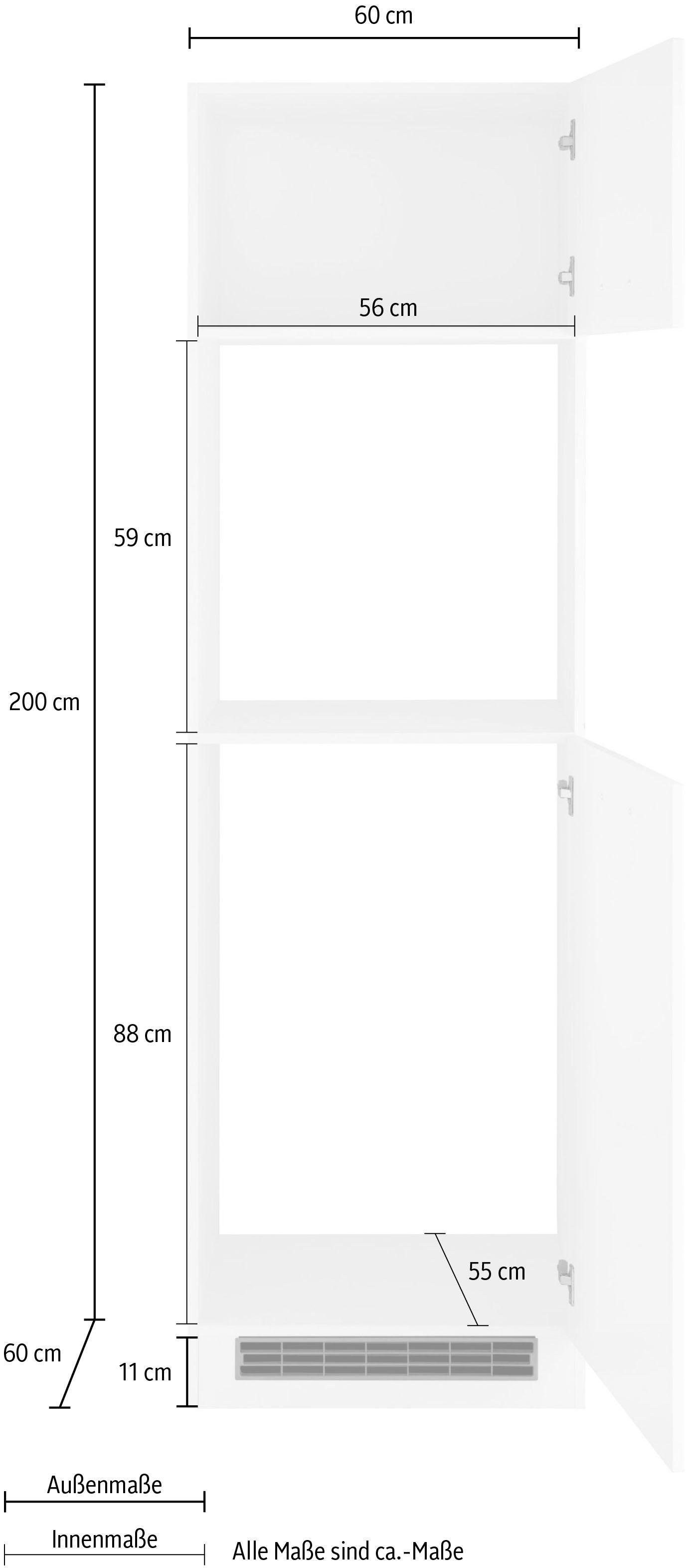 MÖBEL weiß Einbaukühlschrank, Kehl Backofen/Kühlumbauschrank | für 88cm HELD weiß Nischenhöhe