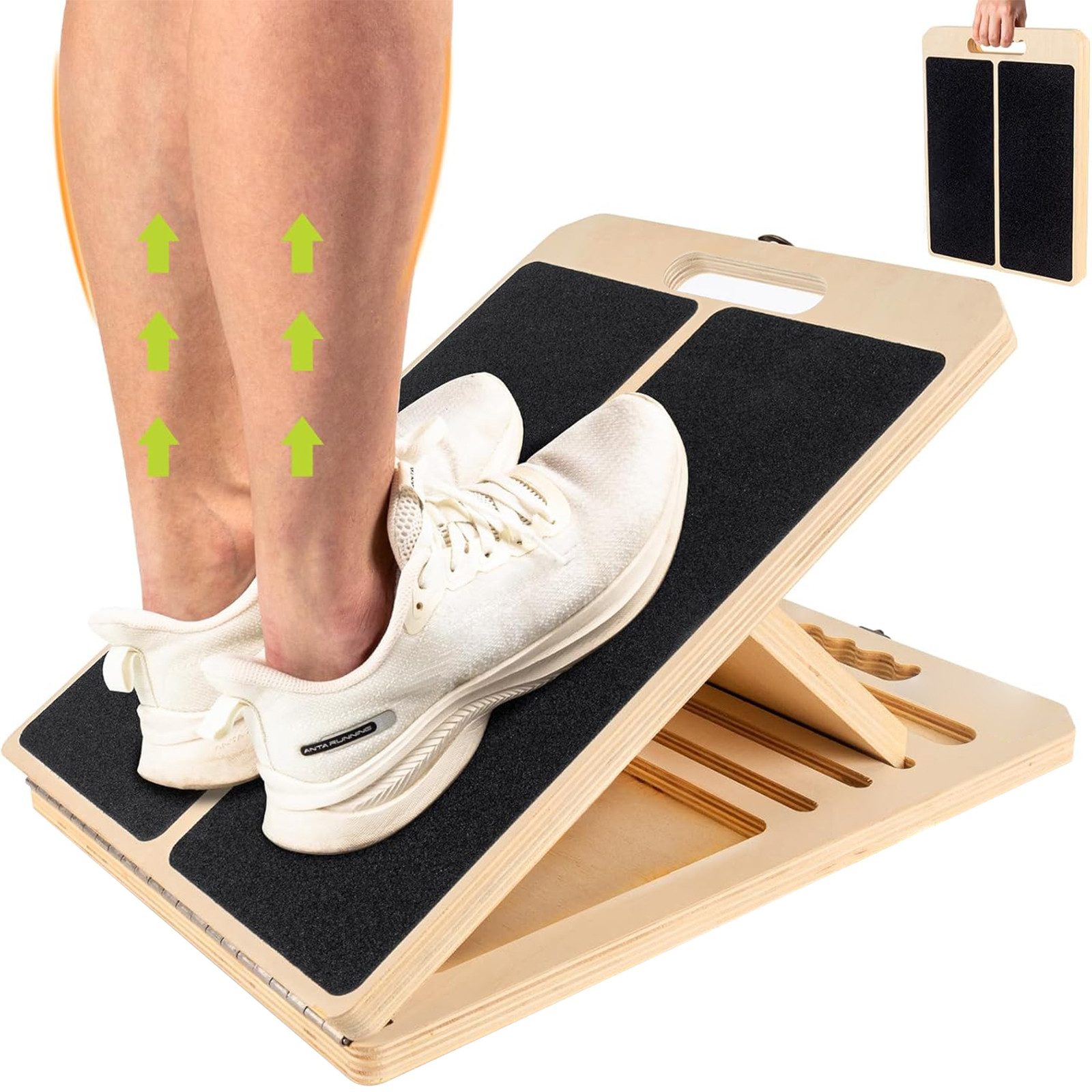 SURFOU Balanceboard Holz Slant Board Wadendehner, klappbar mit 5 Winkeln & Tragegriff, Schrägbrett für Kniebeugen & Muskeldehnung, ideal für Zuhause