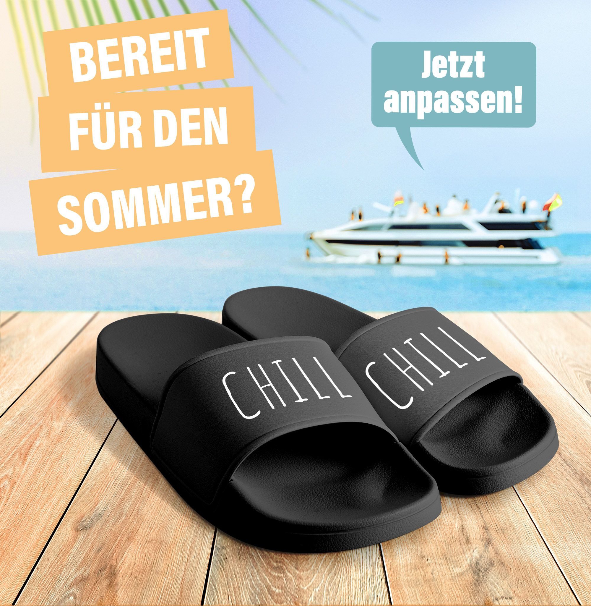 MoonWorks Badeschlappen mit Spruch Lustig Chill Mal Badelatschen Relax Unis günstig online kaufen