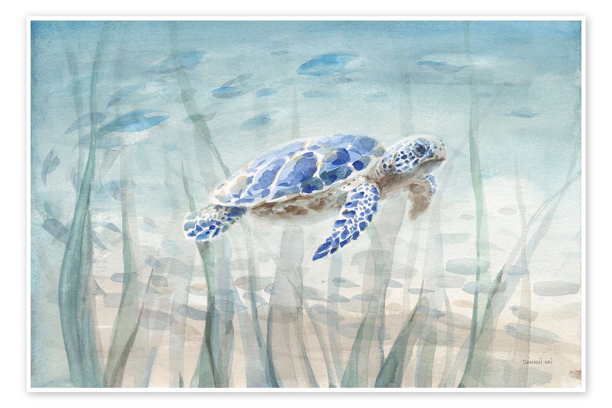 Posterlounge Wandbild Meeresschildkröte in Aquarell, Danhui Nai, erhältlich als Poster, Leinwandbild, Wandsticker oder Acrylglasbild