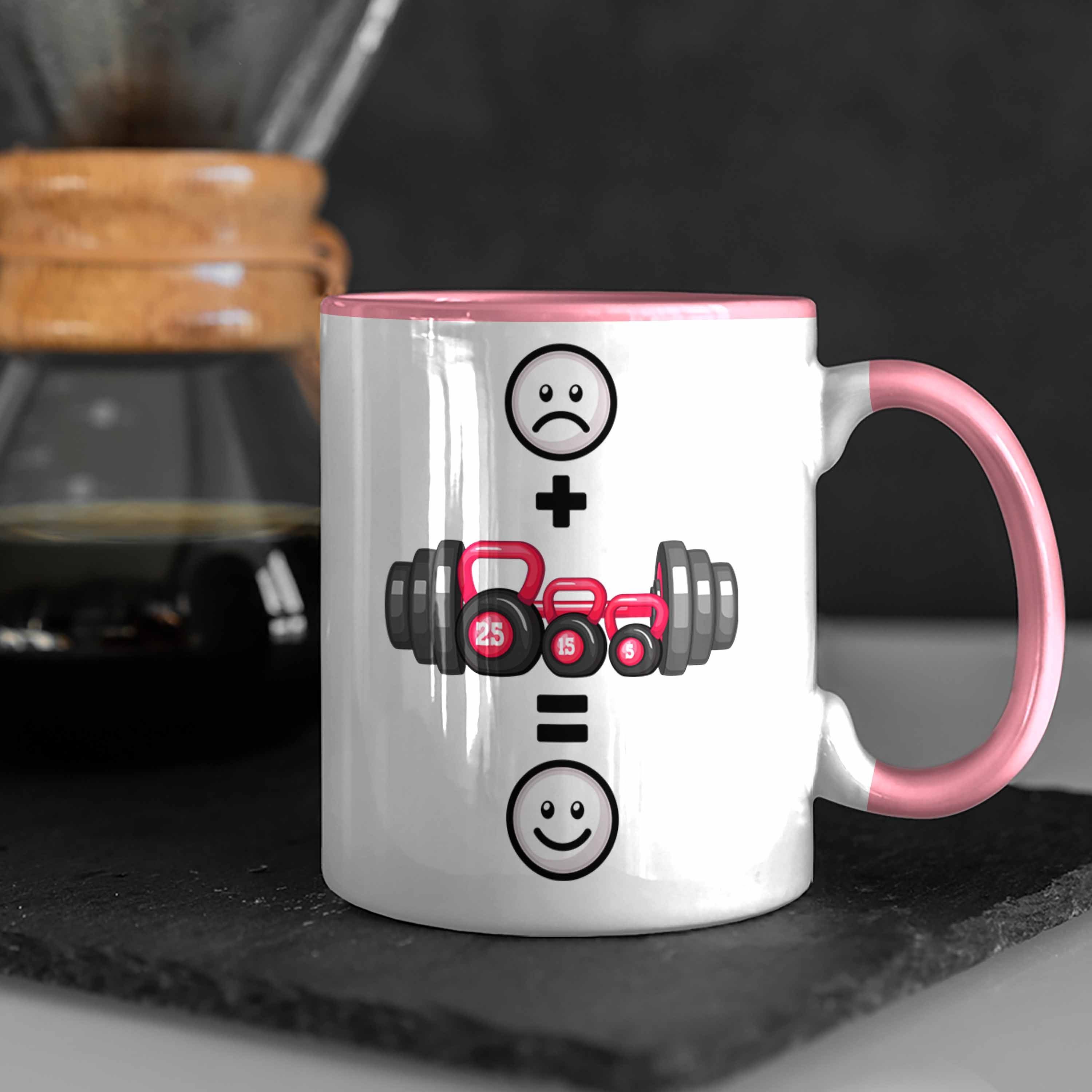 Trendation Tasse Gym Tasse Geschenk :(Gewichte Lustige Rosa Geschenkidee für Bodybuilder
