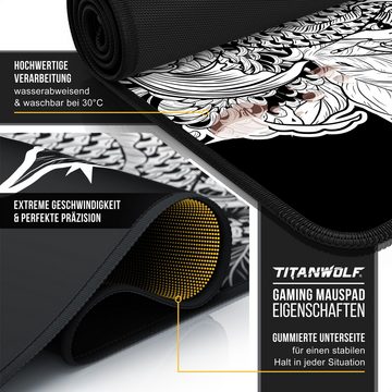 Titanwolf Gaming Mauspad XXXL Speed Mousepad 1200 x 600 x 3 mm, große Schreibtischauflage, rutschfest, abwaschbar, Geschwindigkeit & Präzision, Koi Tattoo 3