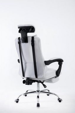 TPFLiving Bürostuhl Fellini mit bequemer Rückenlehne - höhenverstellbar und 360° drehbar (Schreibtischstuhl, Drehstuhl, Chefsessel, Konferenzstuhl), Gestell: Metall chrom - Sitzfläche: Stoff in Netzoptik weiß