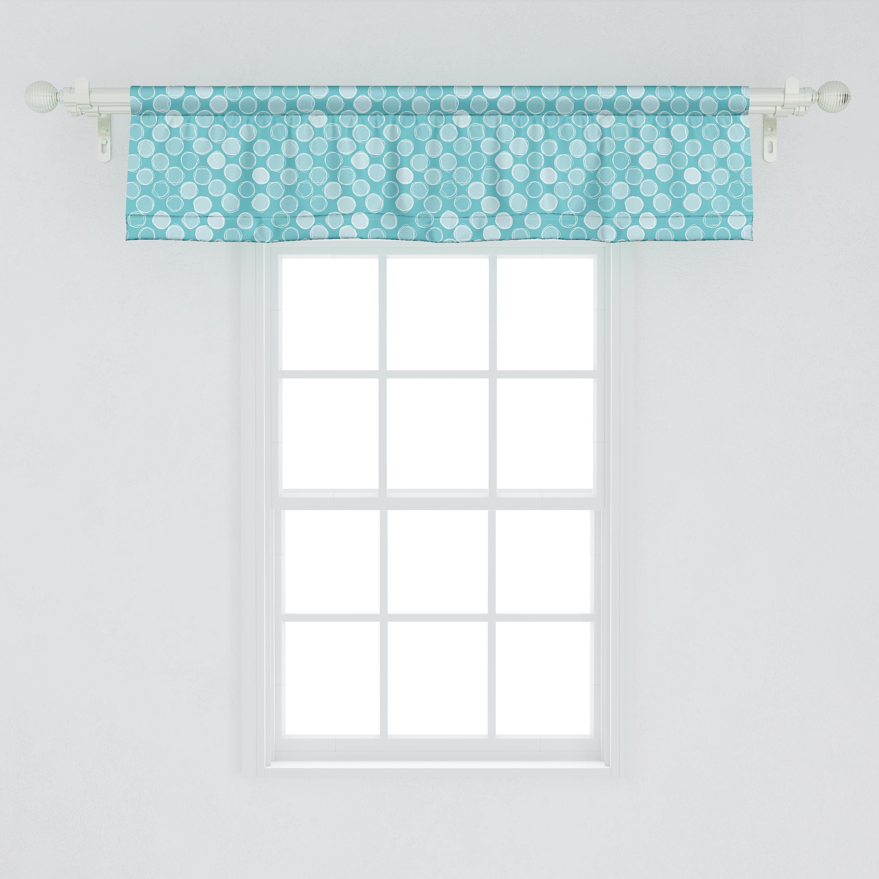 Scheibengardine Vorhang Volant für Küche Microfaser, mit Gekritzeltes Stangentasche, Kreise Dekor Abakuhaus, Abstrakt Monotone Schlafzimmer