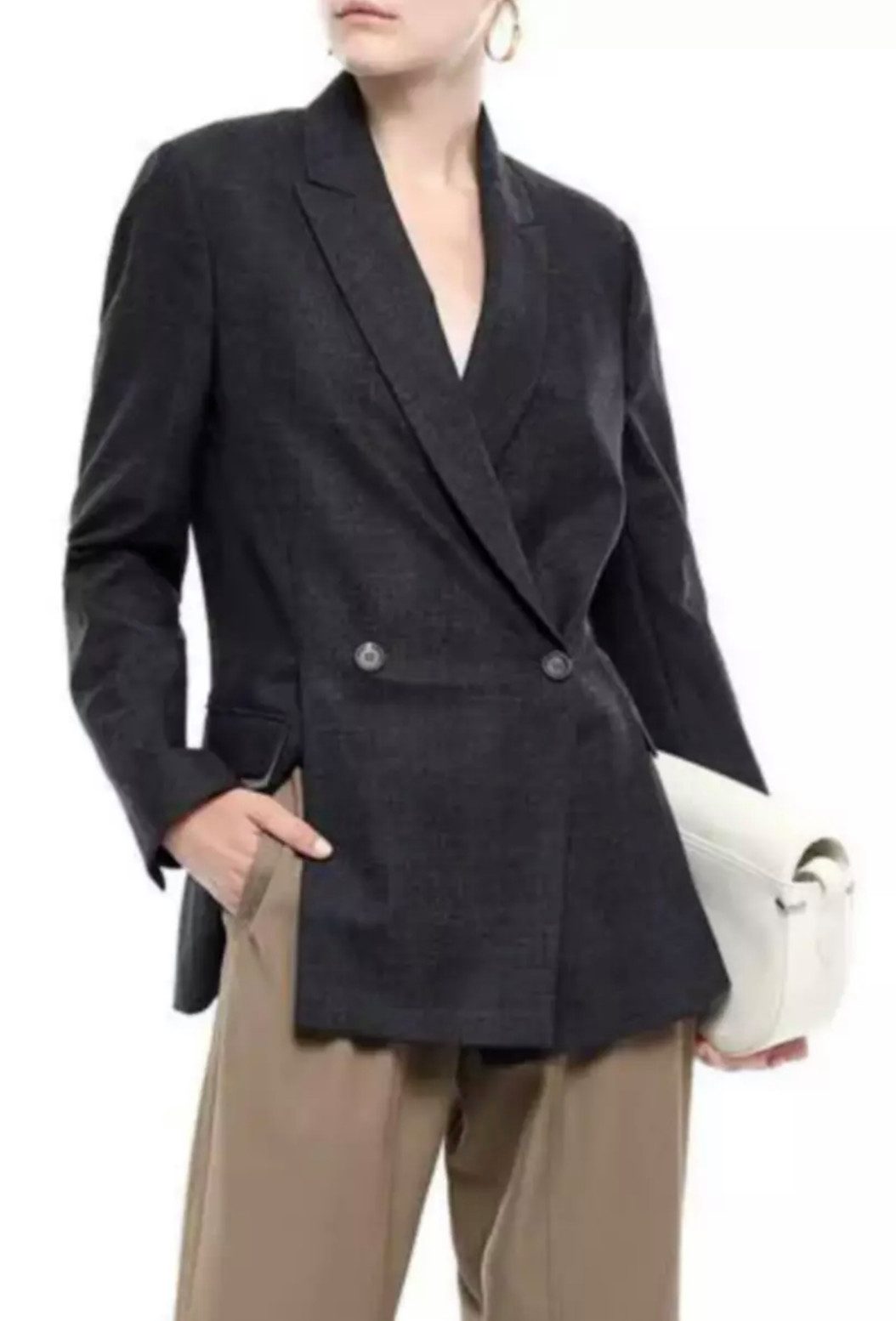 BRUNELLO CUCINELLI Jackenblazer Zweireihiger Blazer Sakko mit Perlenverzierung ideal für formelle Anlässe, Business-Meetings oder als Statement-Piece