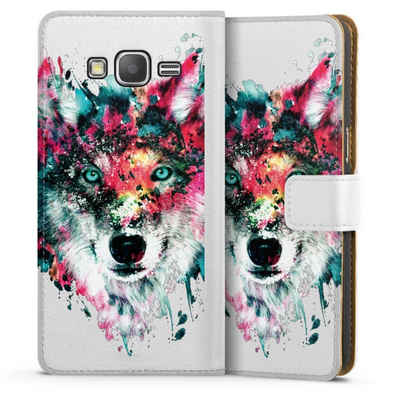 DeinDesign Handyhülle Riza Peker Wolf bunt Wolve ohne Hintergrund, Samsung Galaxy Grand Prime Hülle Handy Flip Case Wallet Cover