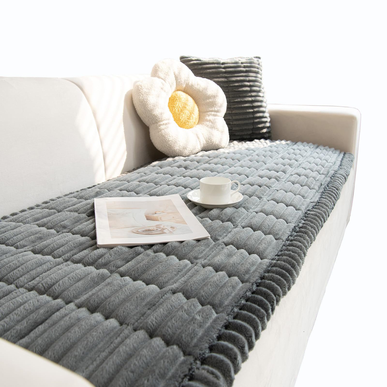Minicloss Sofaschoner Weiche Flanell Sofa überzug Waschbar - Neue Sitzkissenbezüge, rutschfeste Sofabezug